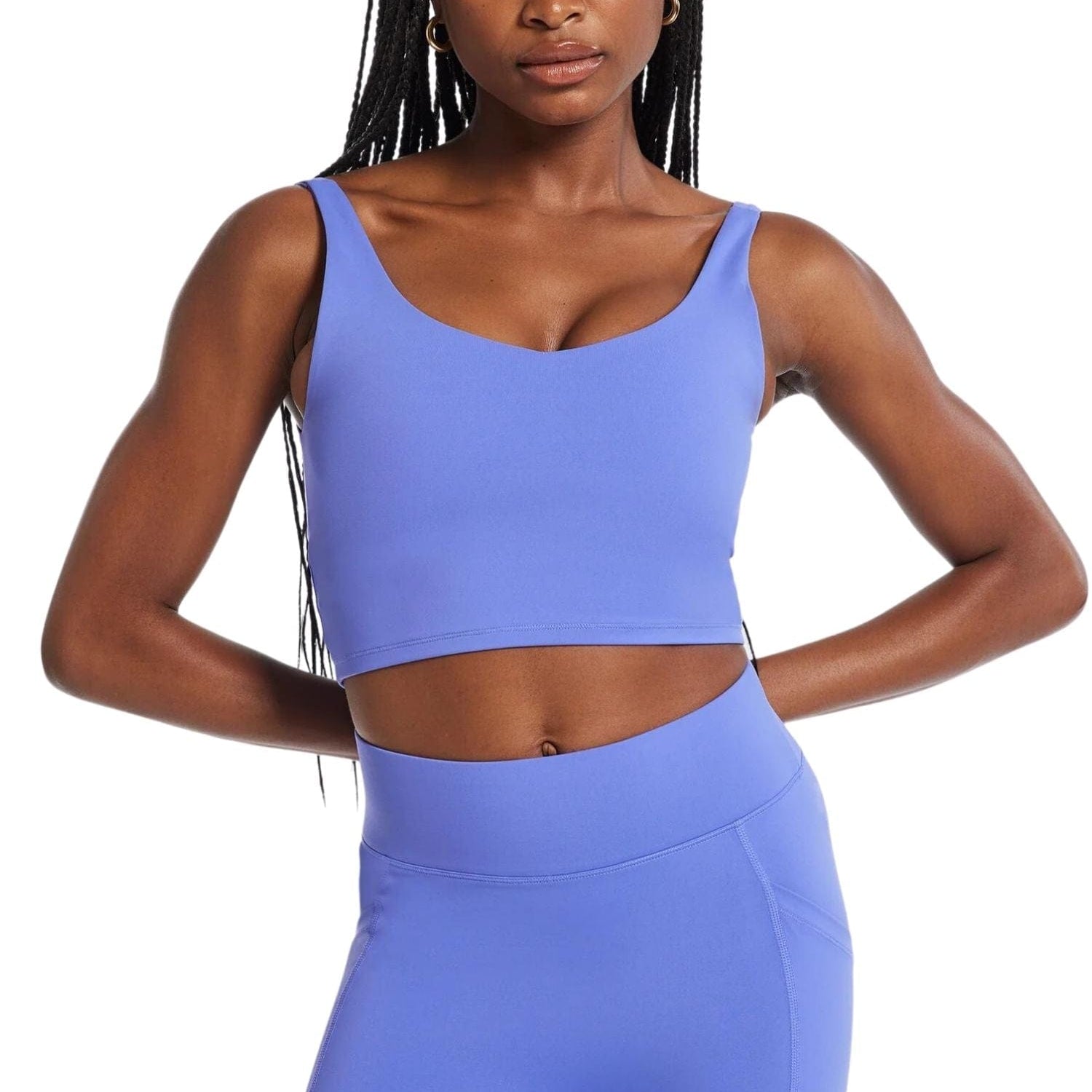 All Access By Bandier V-Neck Tempo Crop Bra Baja Blue