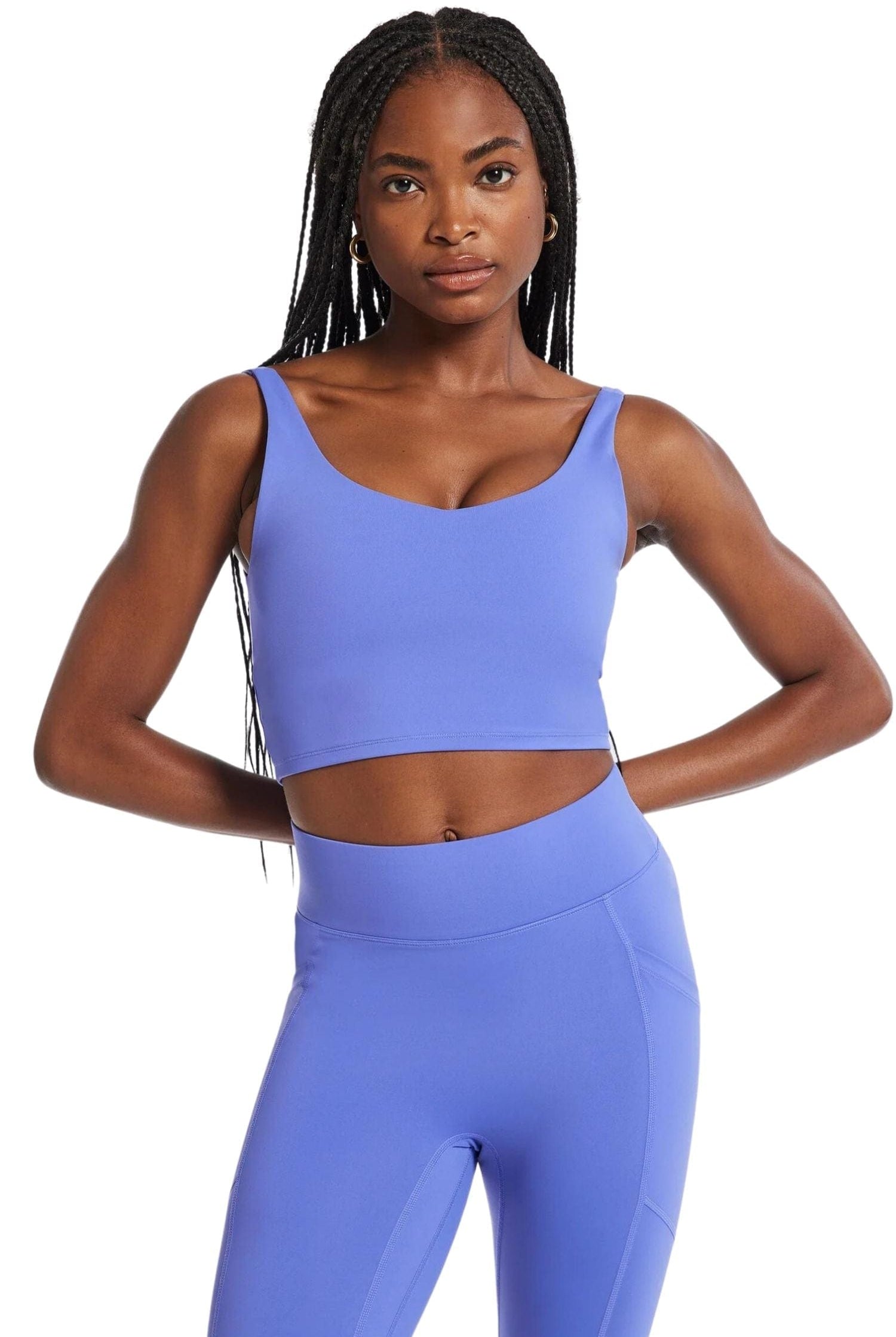 All Access By Bandier V-Neck Tempo Crop Bra Baja Blue