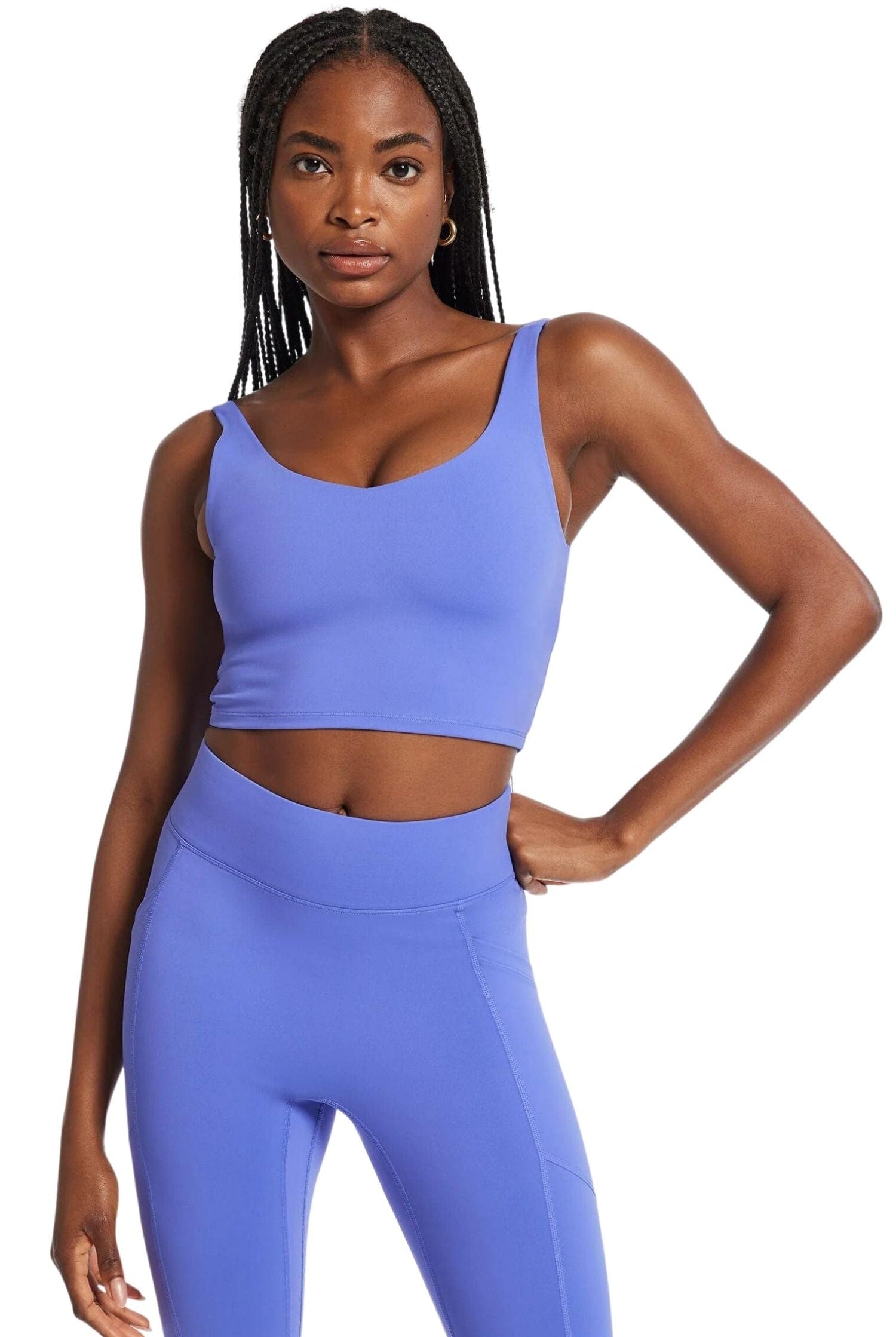 All Access By Bandier V-Neck Tempo Crop Bra Baja Blue