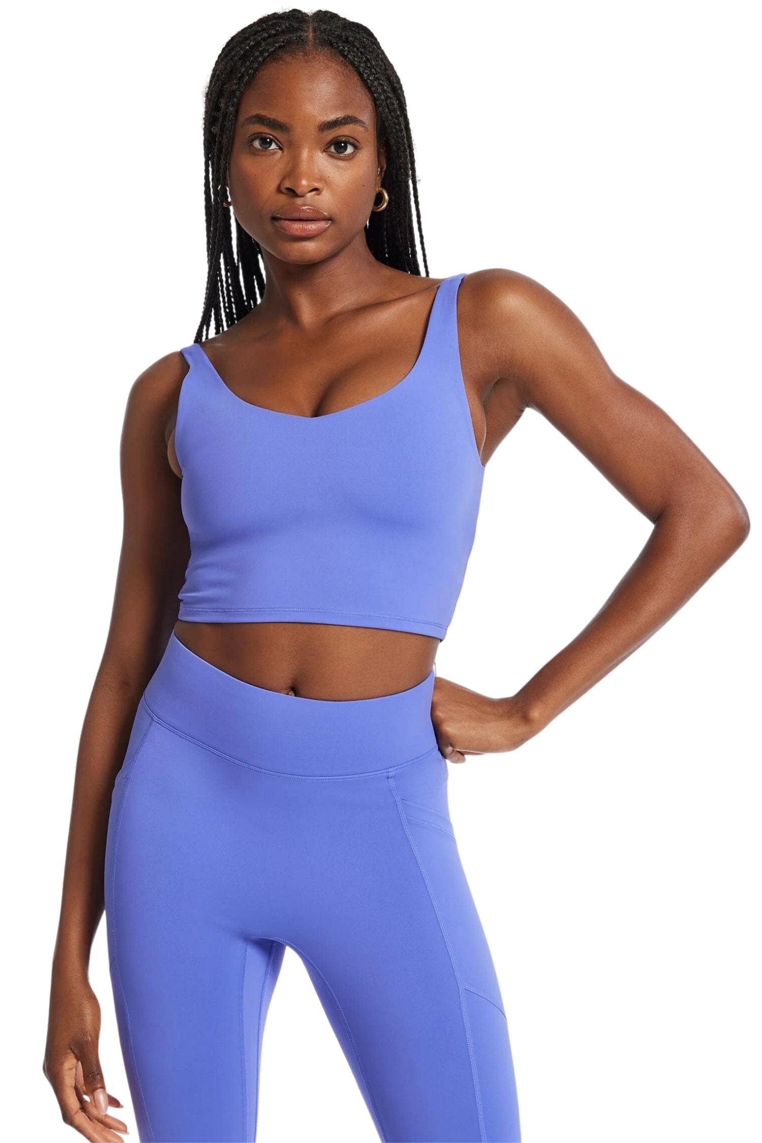 All Access By Bandier V-Neck Tempo Crop Bra Baja Blue