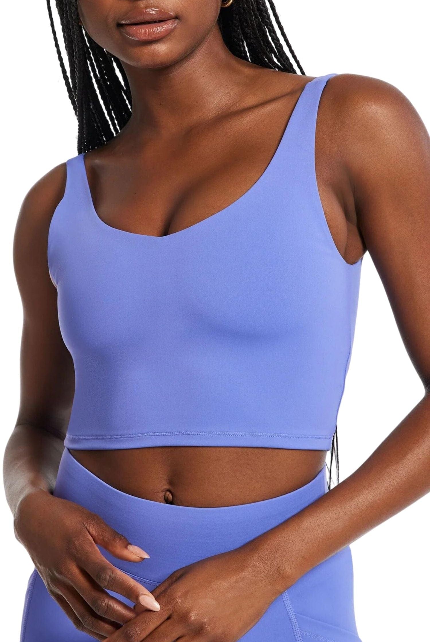 All Access By Bandier V-Neck Tempo Crop Bra Baja Blue