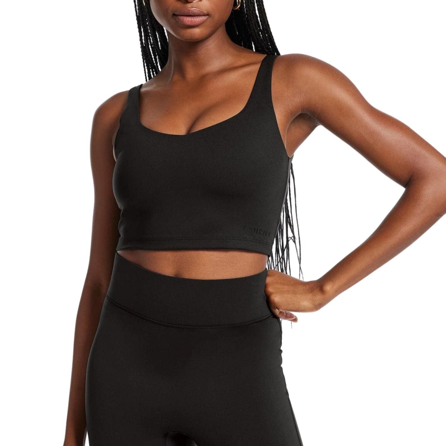 All Access By Bandier V-Neck Tempo Crop Bra Black