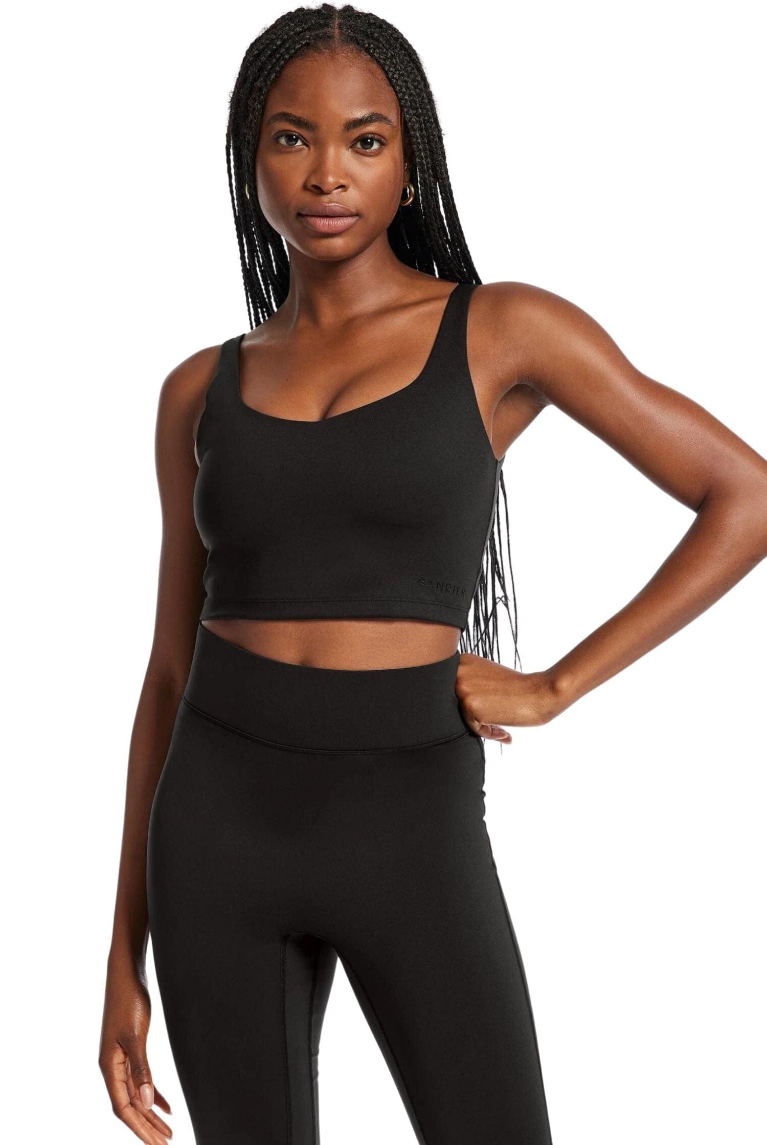 All Access By Bandier V-Neck Tempo Crop Bra Black