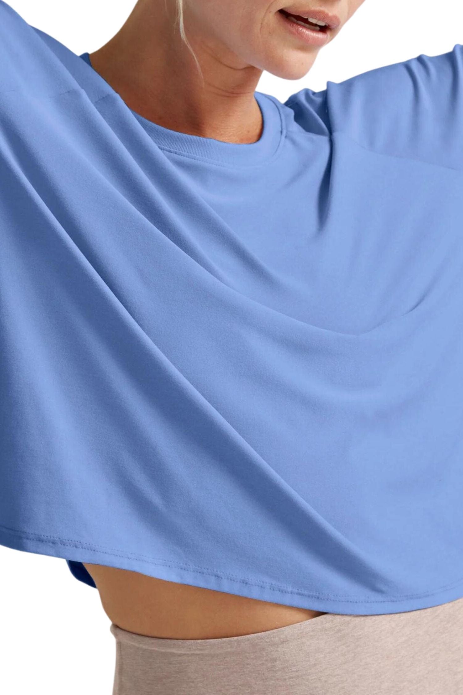 Beyond Yoga Featherweight Daydreamer Pullover Flower Blue Heather