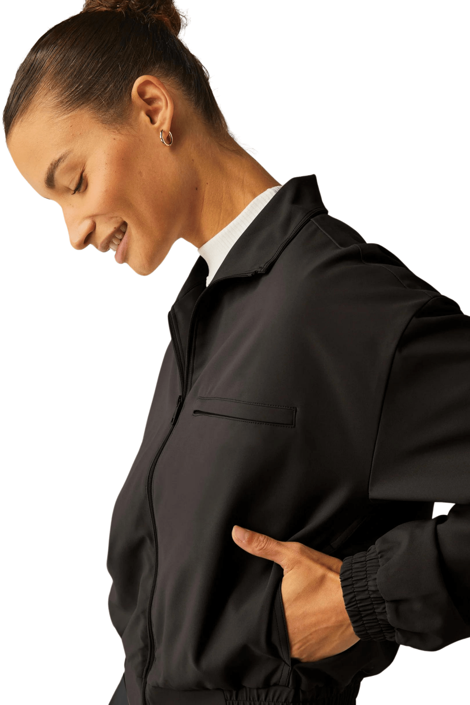 Beyond Yoga Status Pocket Sleeve Cropped Jacket Black