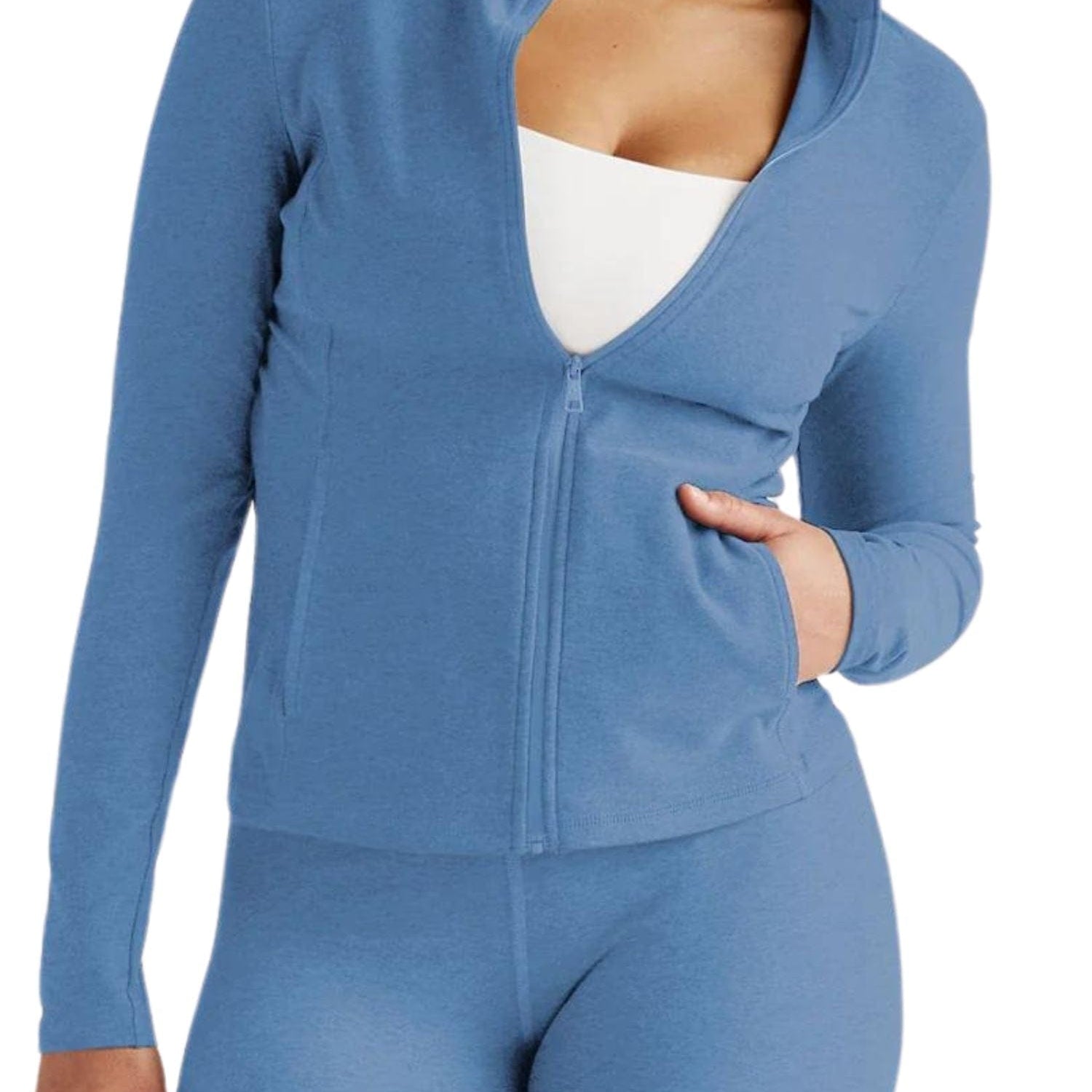 Beyond Yoga Spacedye On The Go Mock Neck Jacket Sky Blue Heather