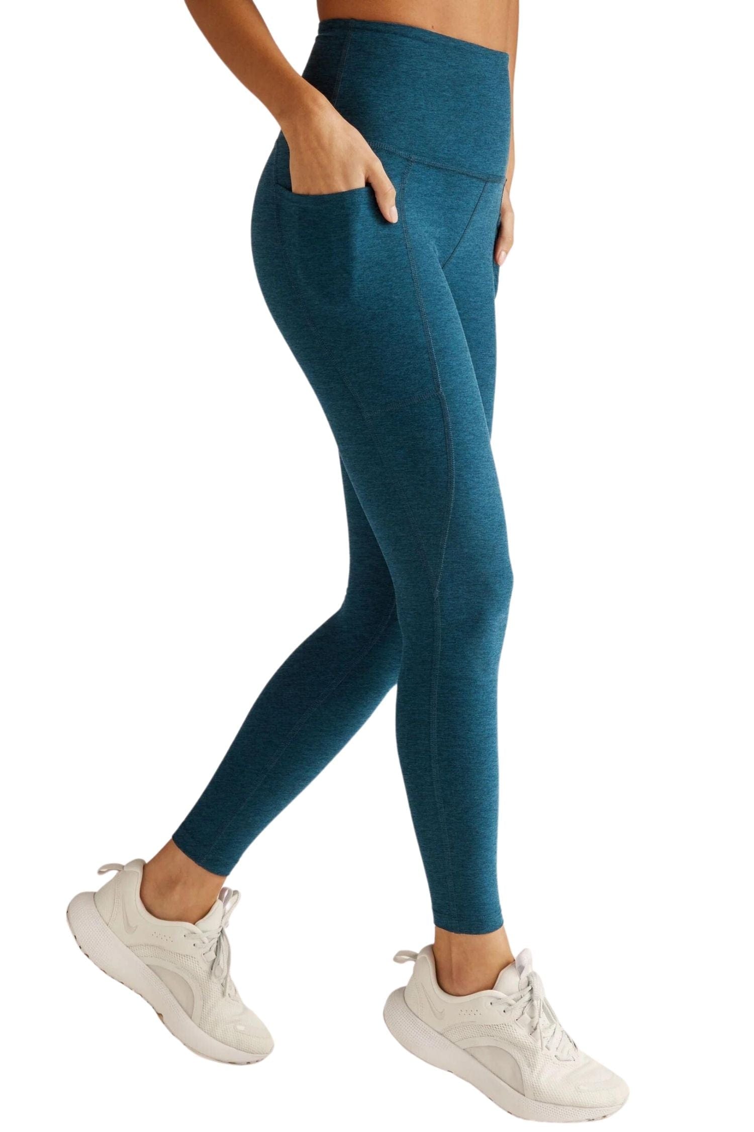 Beyond Yoga Out of Pocket High Waisted Midi Legging Blue Gem Heather