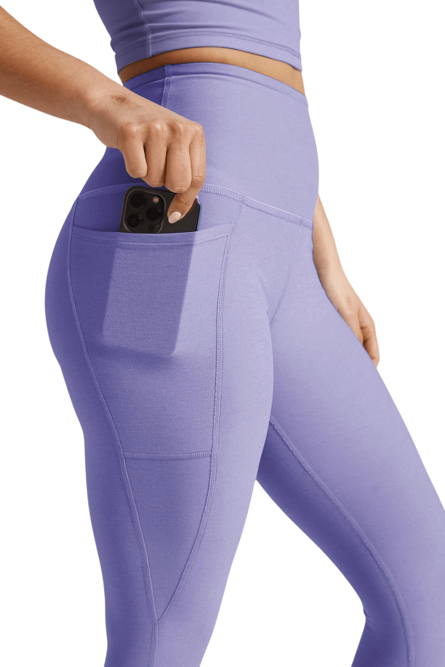 Beyond Yoga Out of Pocket High Waisted Midi Legging Periwinkle Cloud Heather