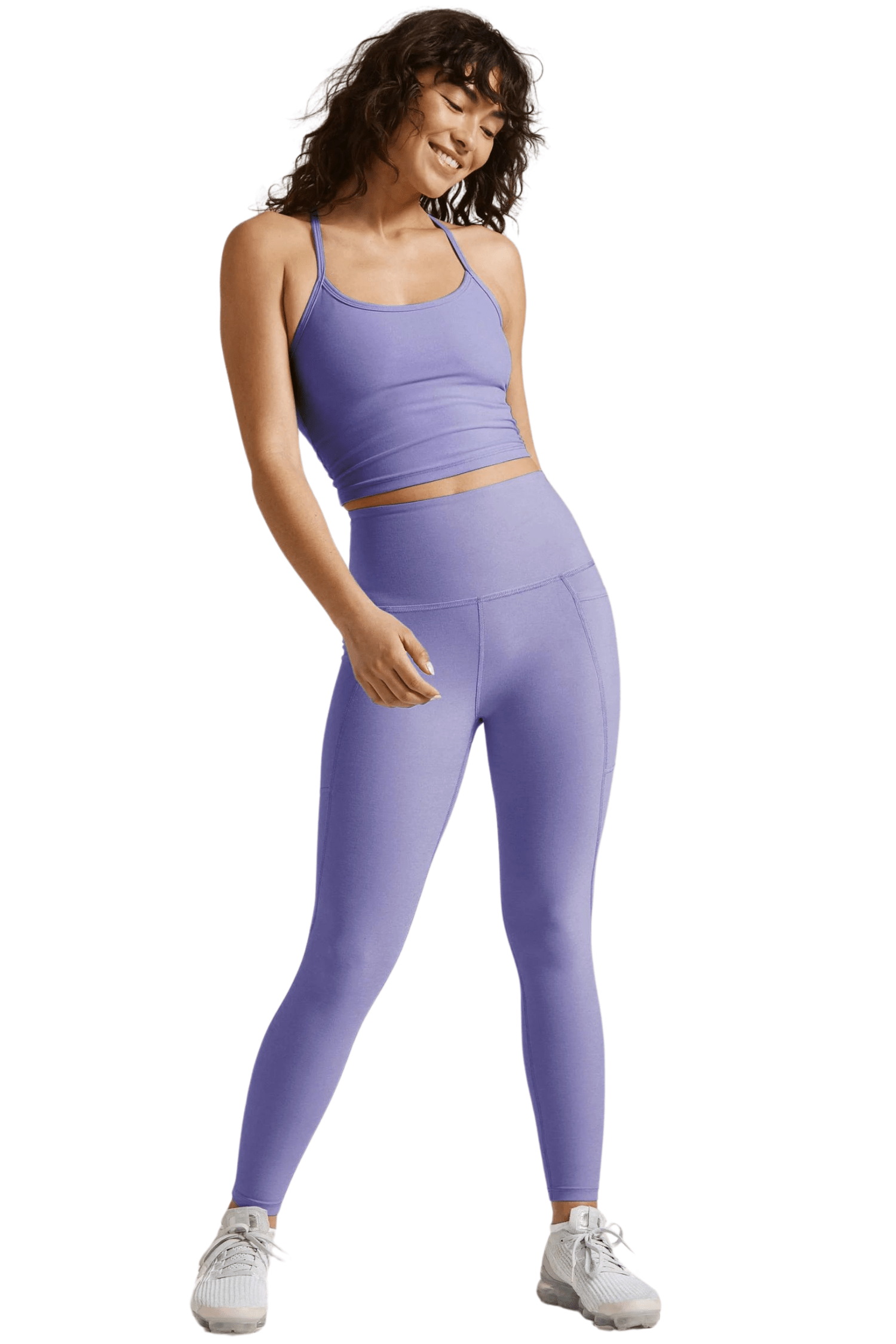 Beyond Yoga Out of Pocket High Waisted Midi Legging Periwinkle Cloud Heather