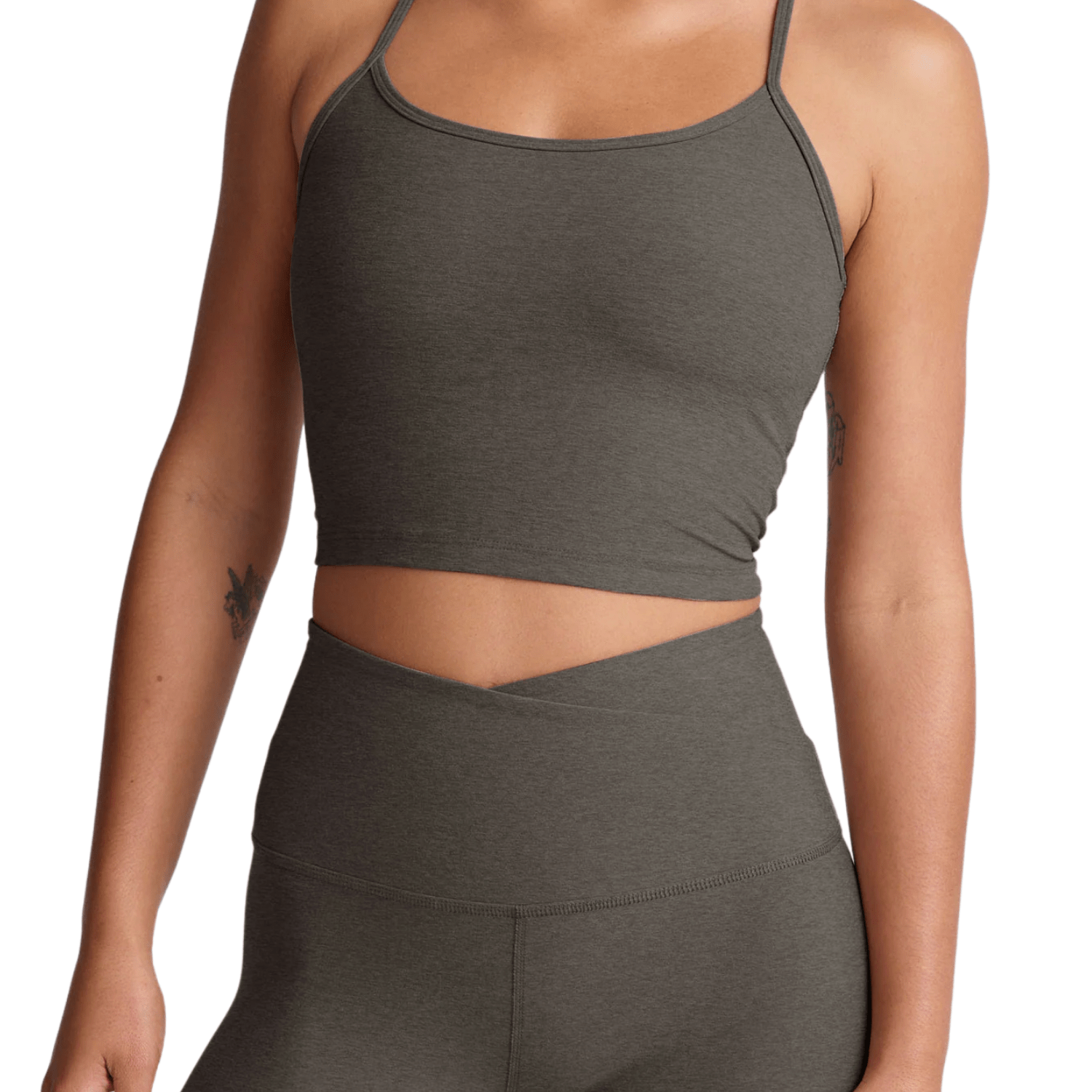 Beyond Yoga Space Dye Slim Racerback Cropped Tank True Gray Heather