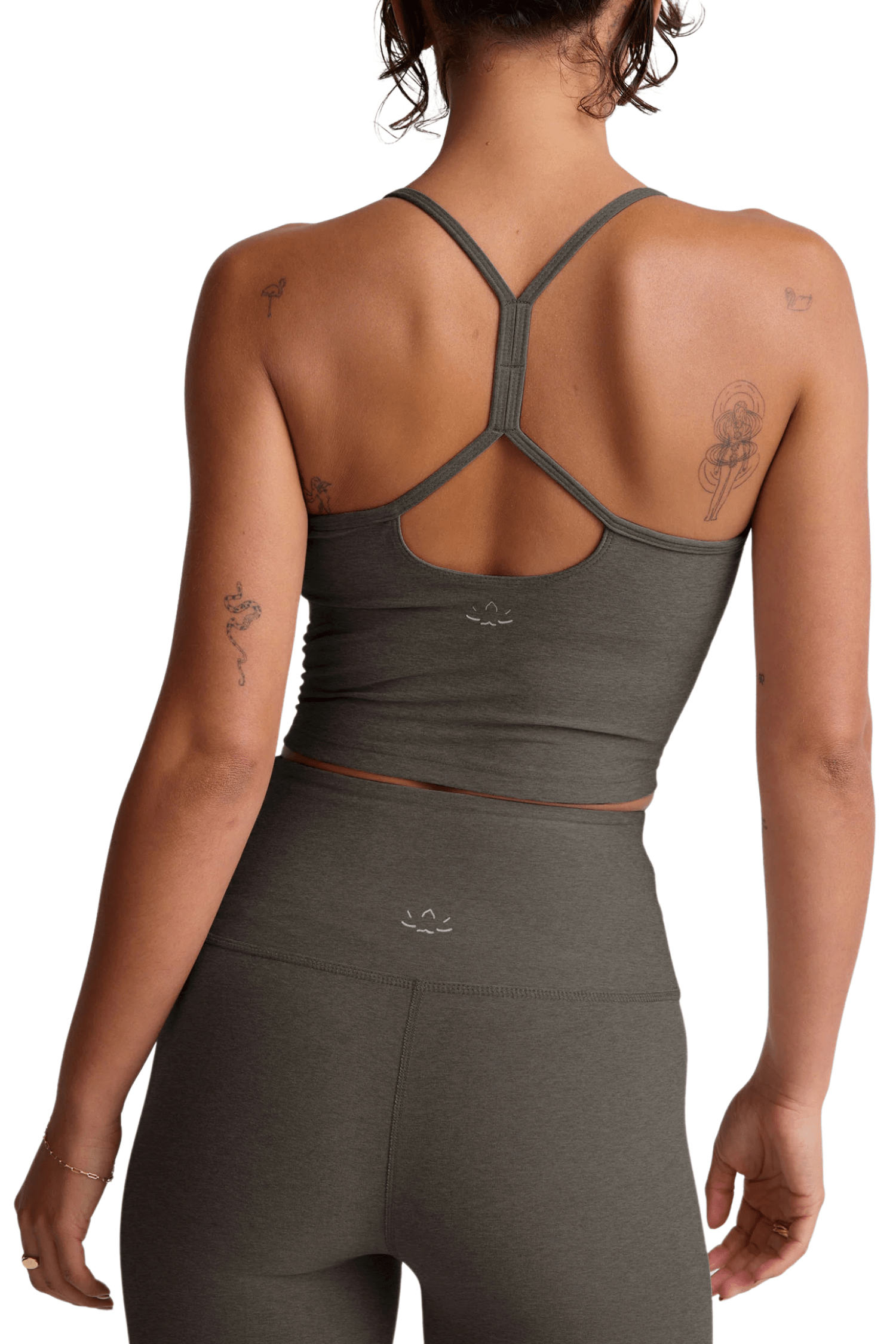 Beyond Yoga Space Dye Slim Racerback Cropped Tank True Gray Heather