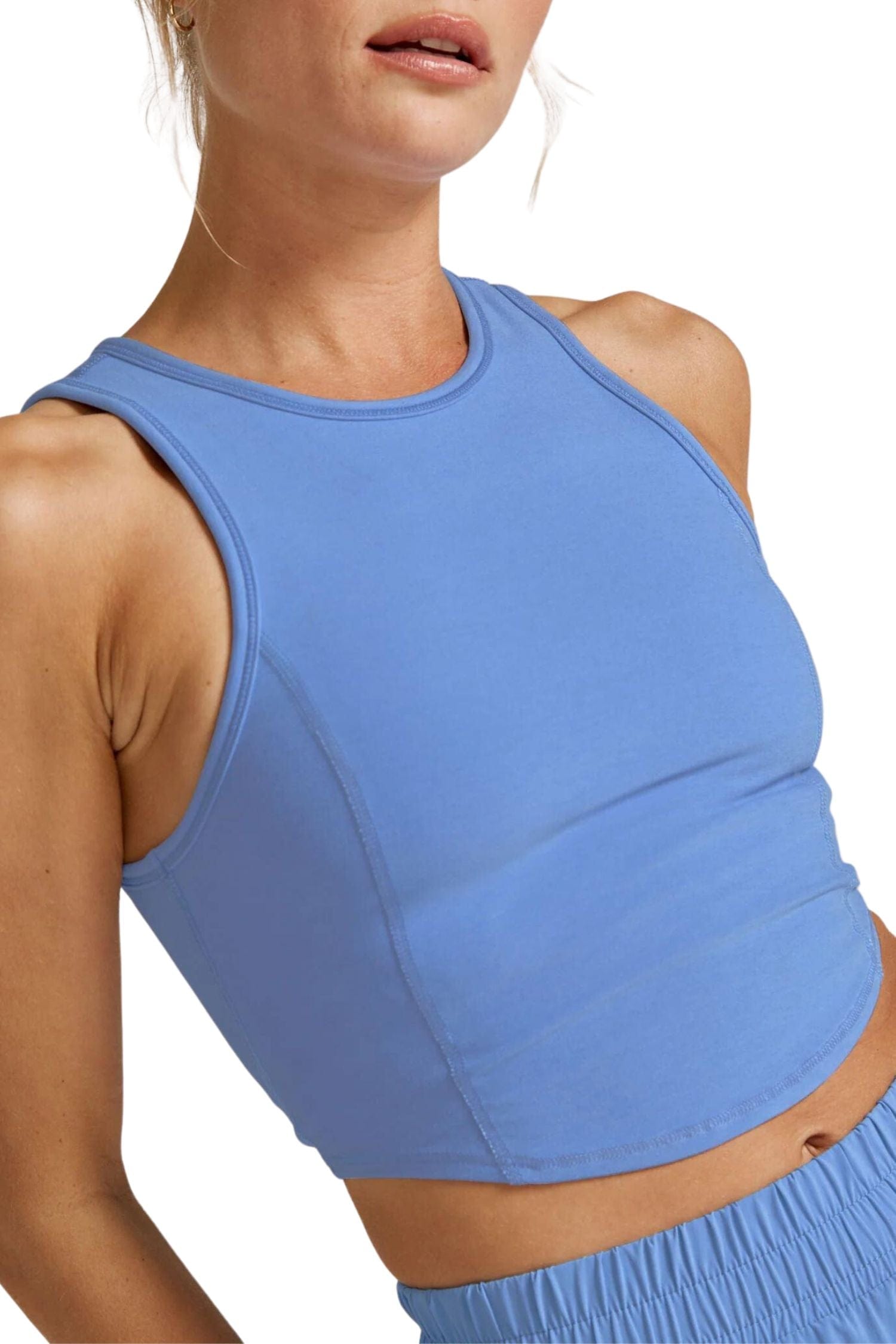 Beyond Yoga Spacedye Motivate Cropped Tank Flower Blue Heather