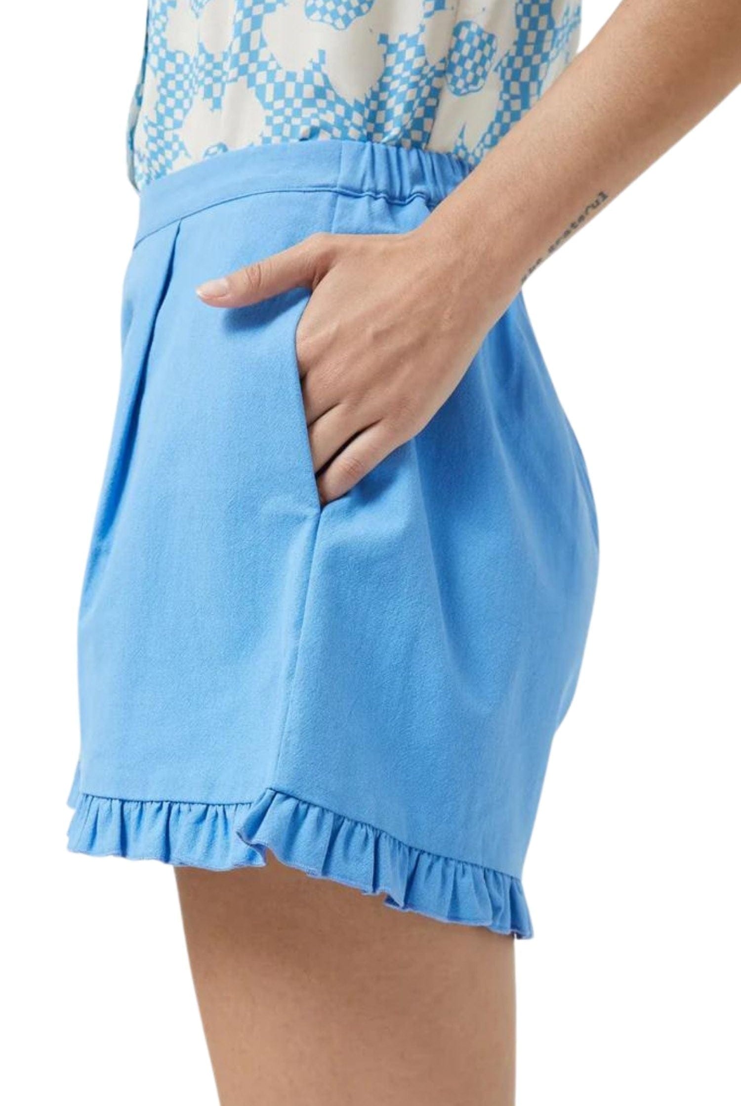 Compania Fantastica Ruffled Shorts Blue