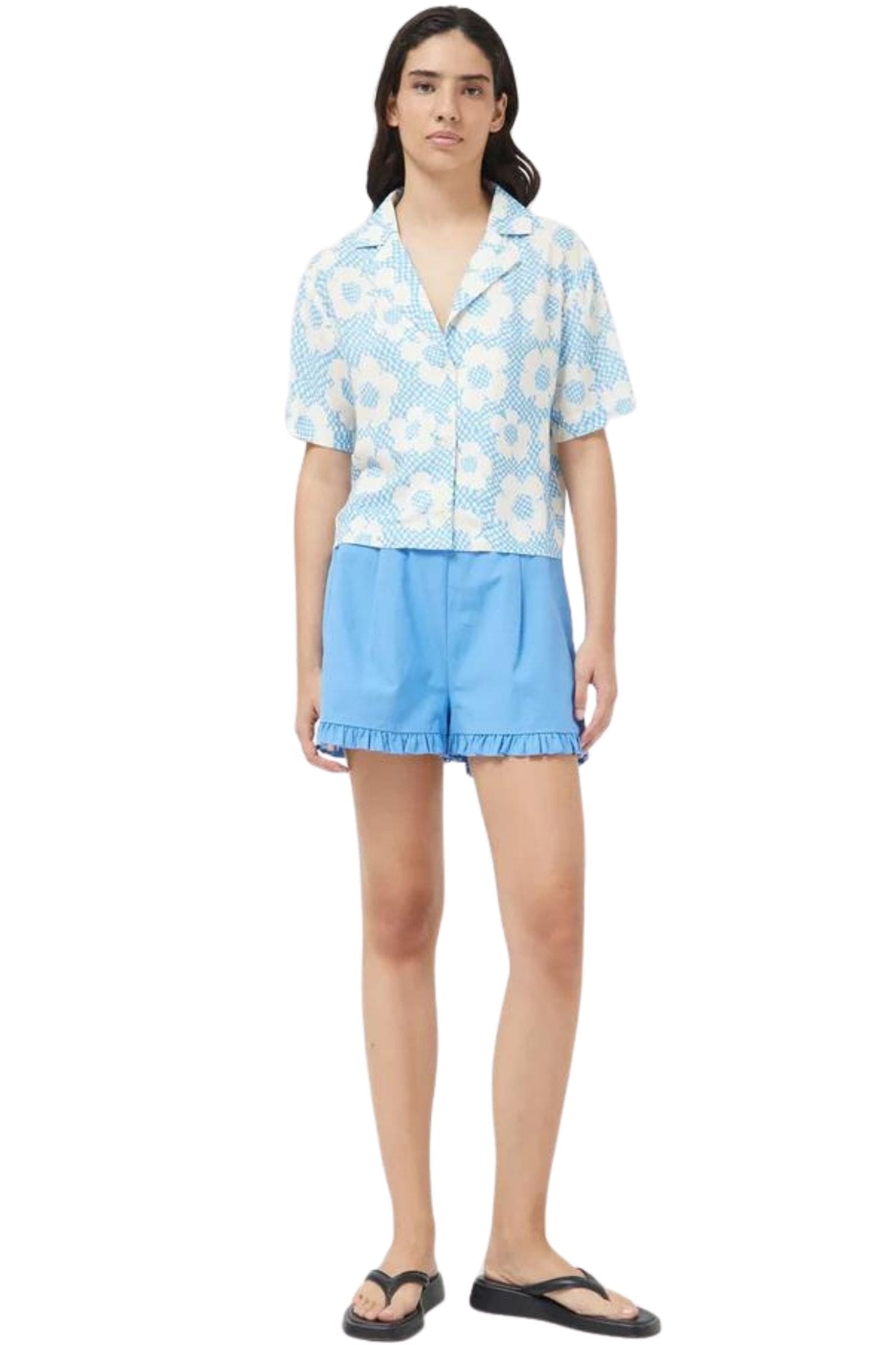 Compania Fantastica Ruffled Shorts Blue