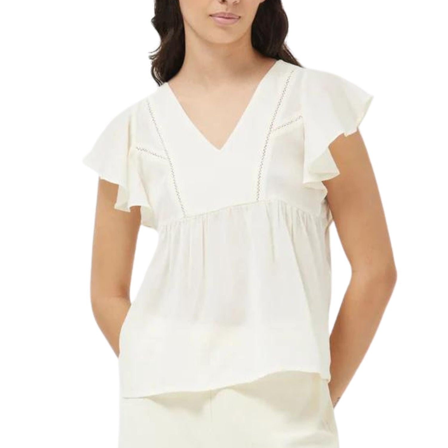 Compania Fantastica Sleeveless V-Neck Top Ecru