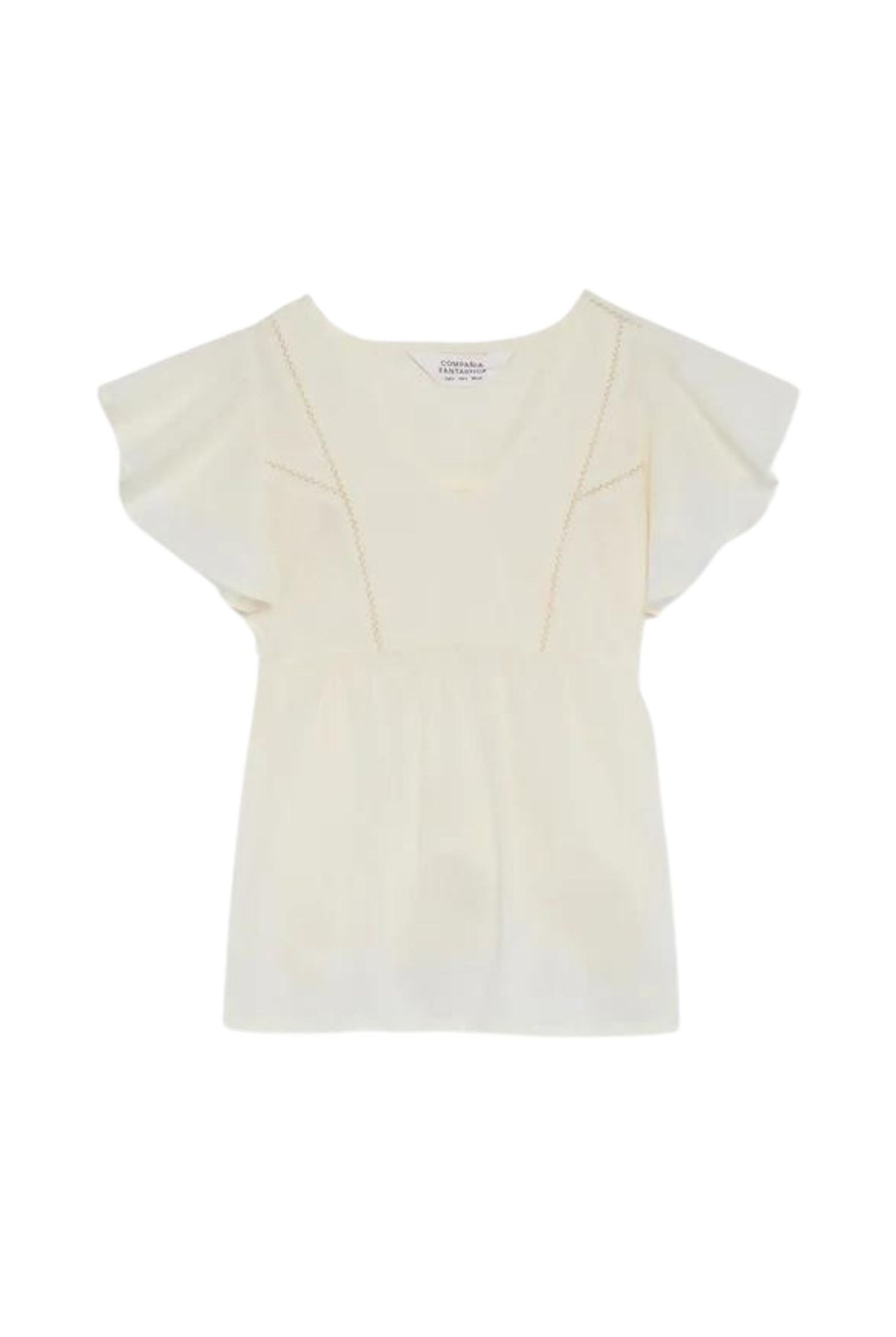 Compania Fantastica Sleeveless V-Neck Top Ecru