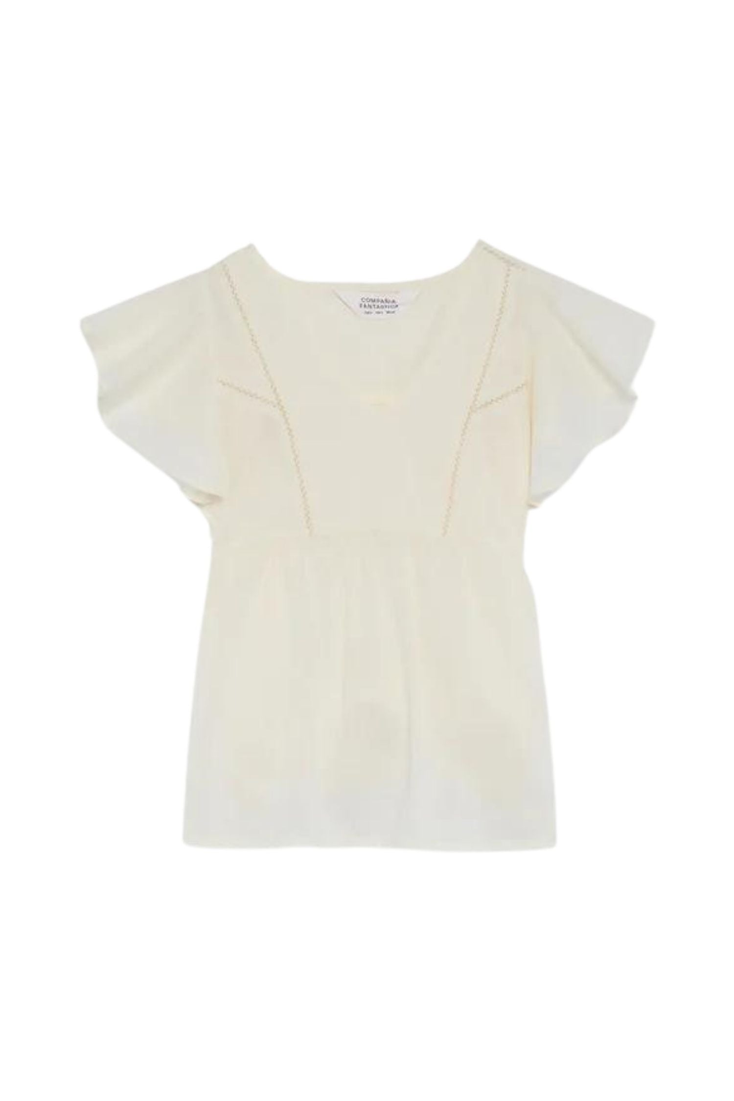 Compania Fantastica Sleeveless V-Neck Top Ecru