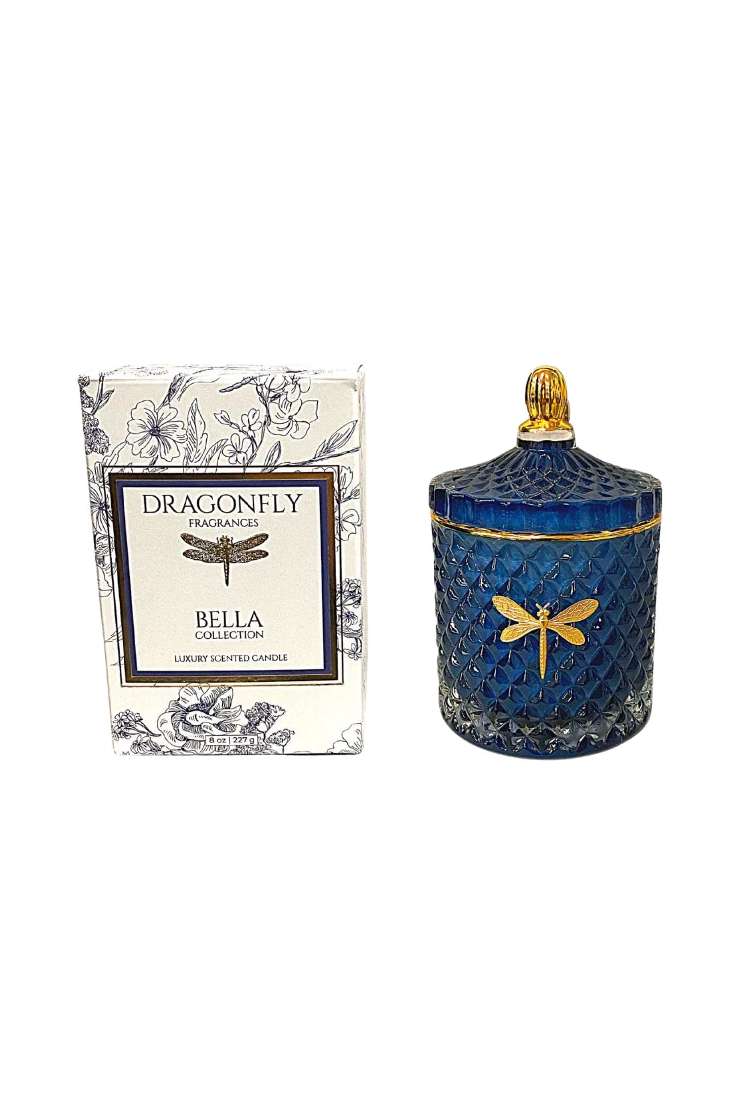 Dragonfly Fragrances Bella Candle Blue and Gold