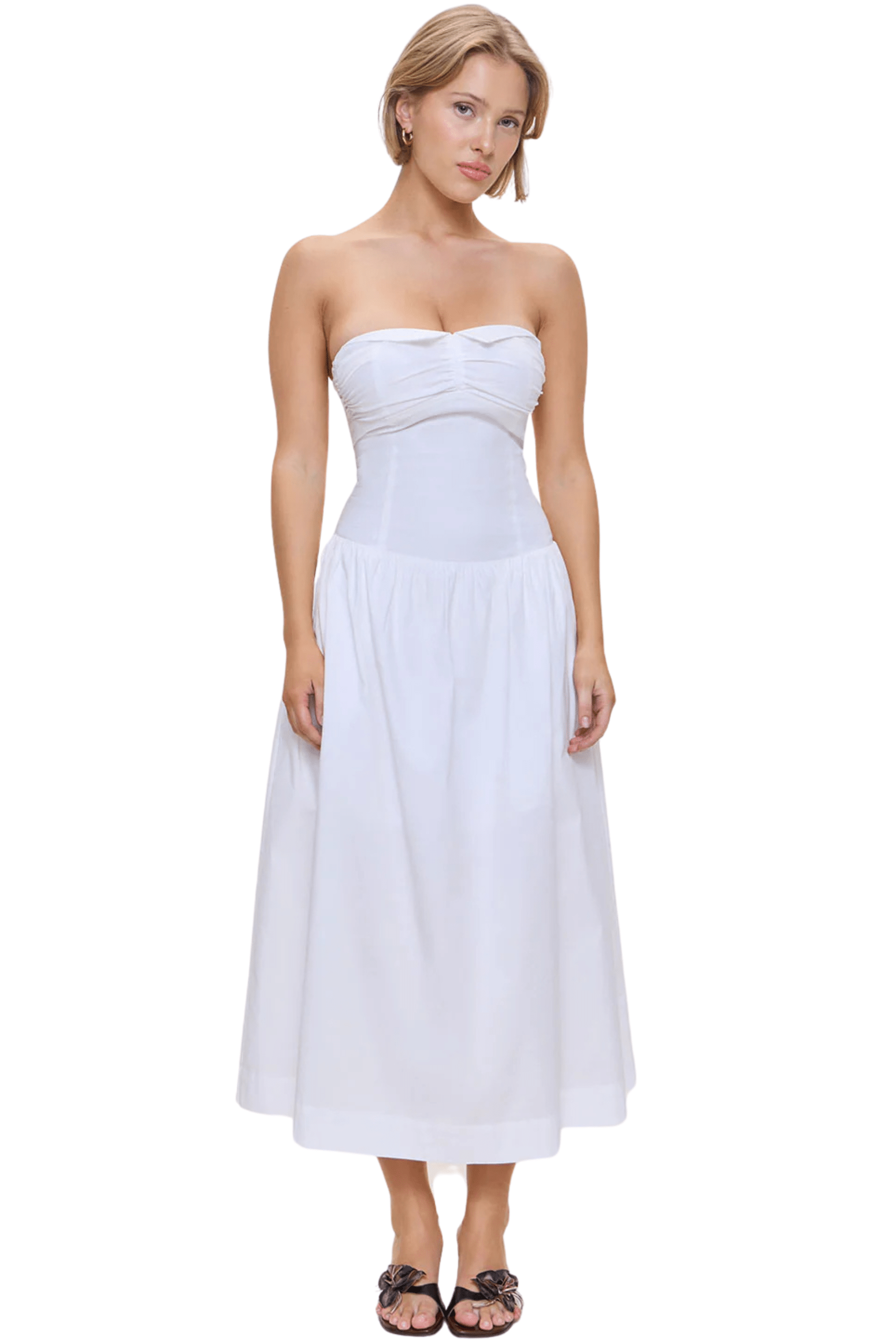 Frankies Bikinis Horizon Poplin Midi Dress White