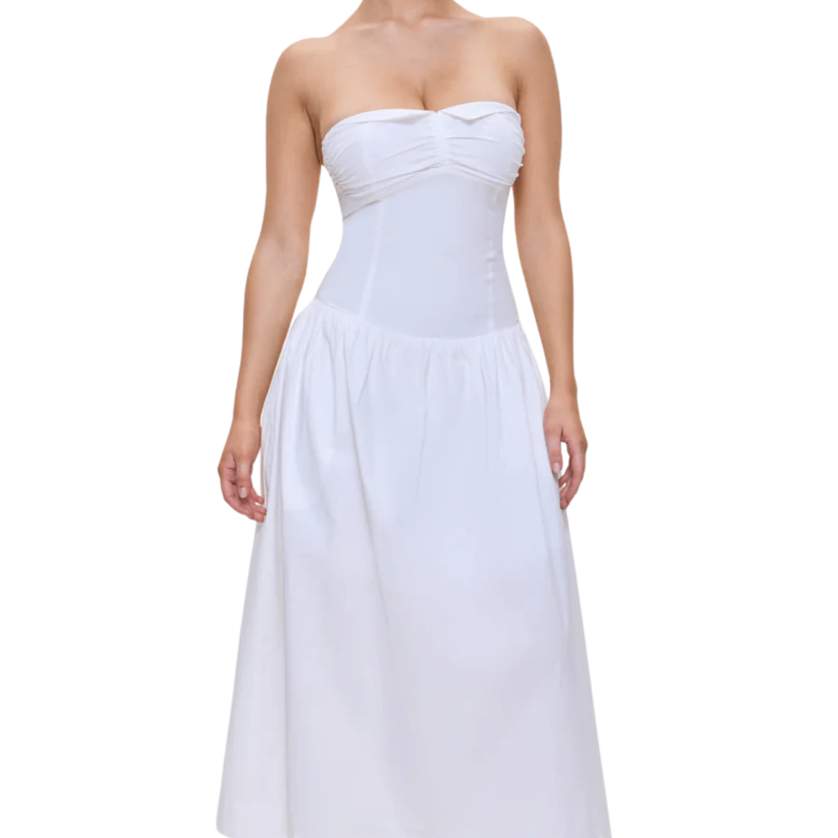 Frankies Bikinis Horizon Poplin Midi Dress White