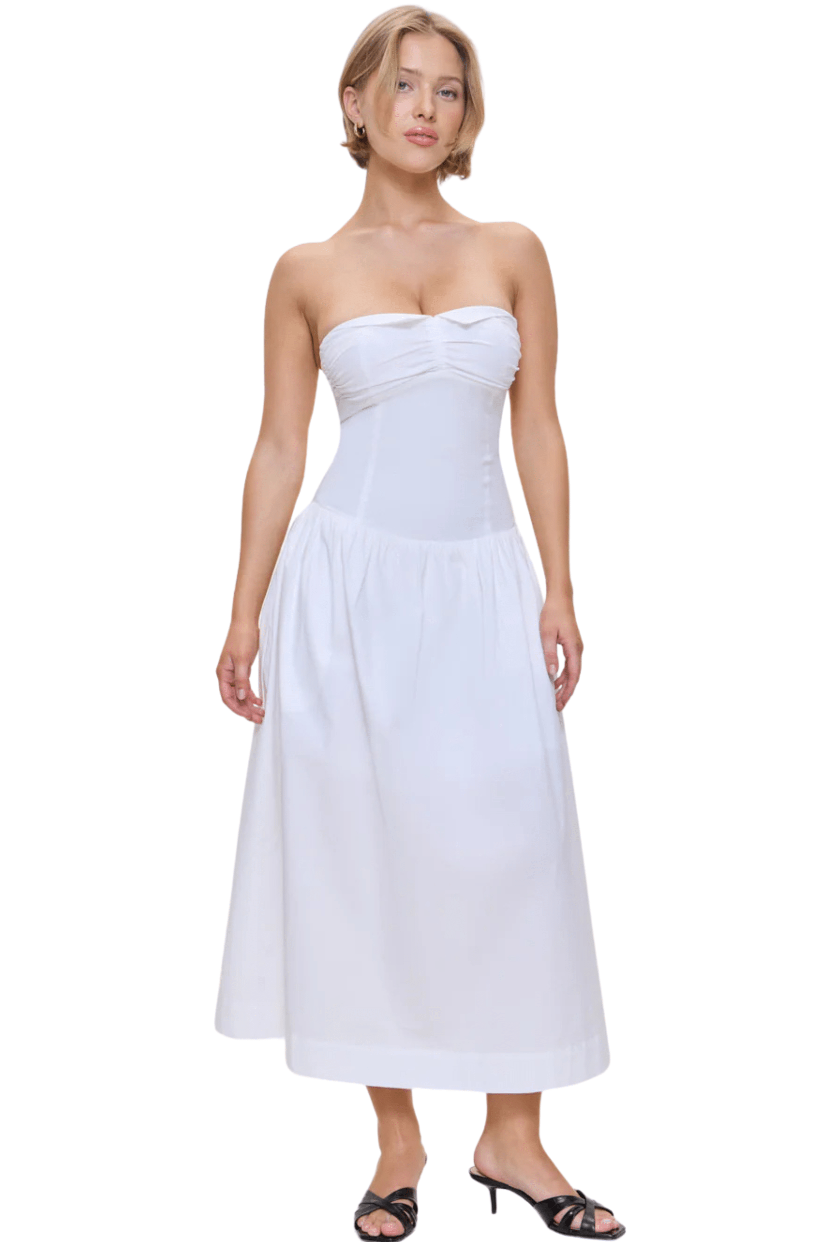 Frankies Bikinis Horizon Poplin Midi Dress White