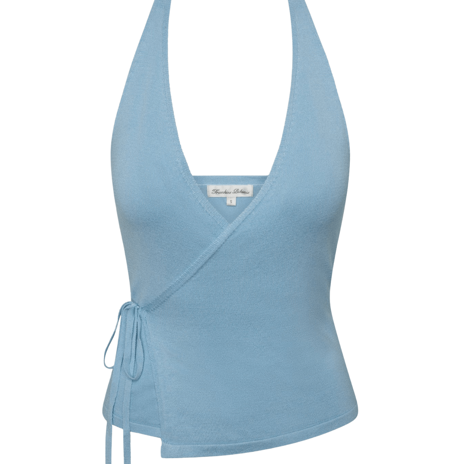 Lullaby Halter Wrap Top Blue Vanilla