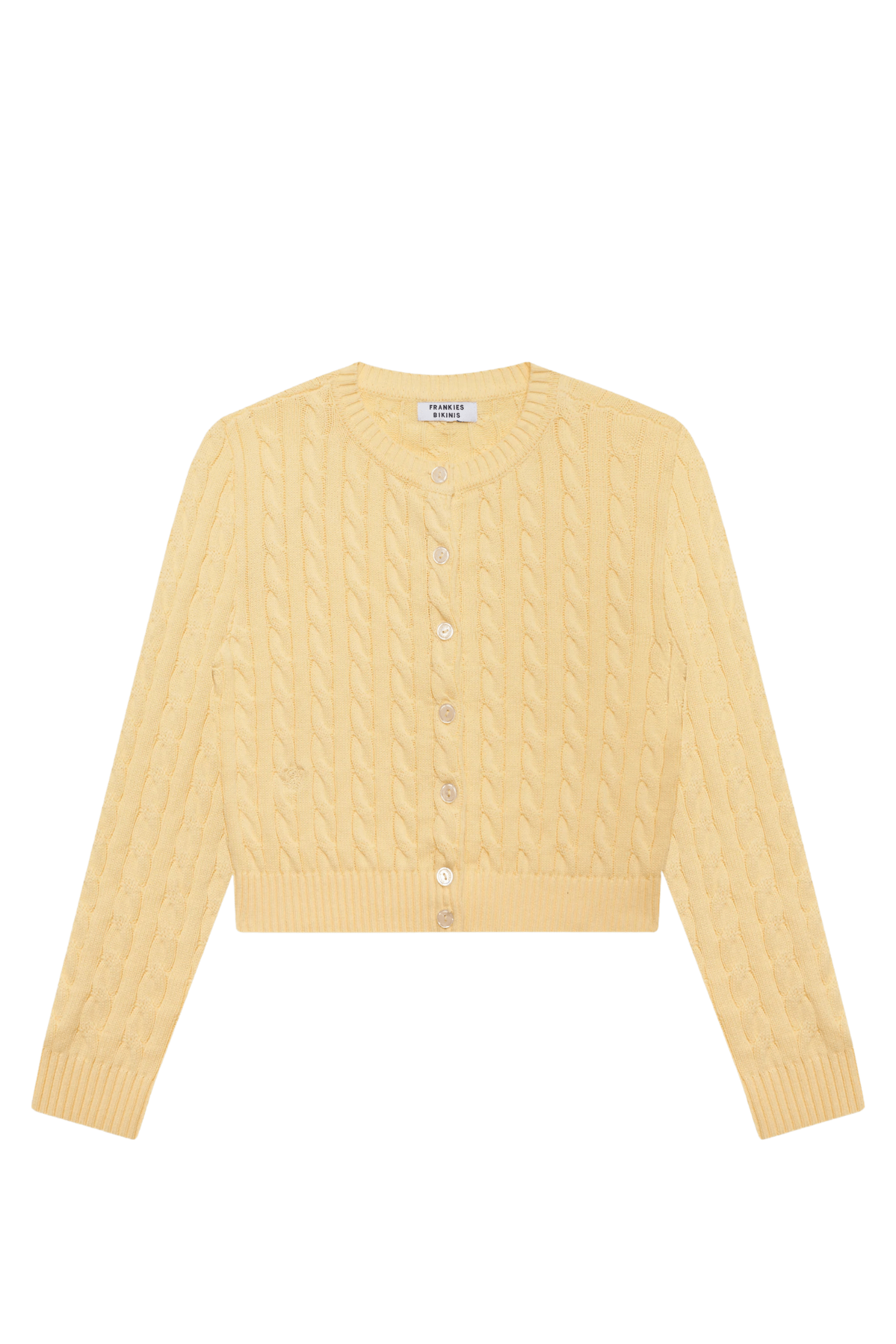 Frankies Bikinis Dudley Cable Knit Cardigan Vanilla Sugar