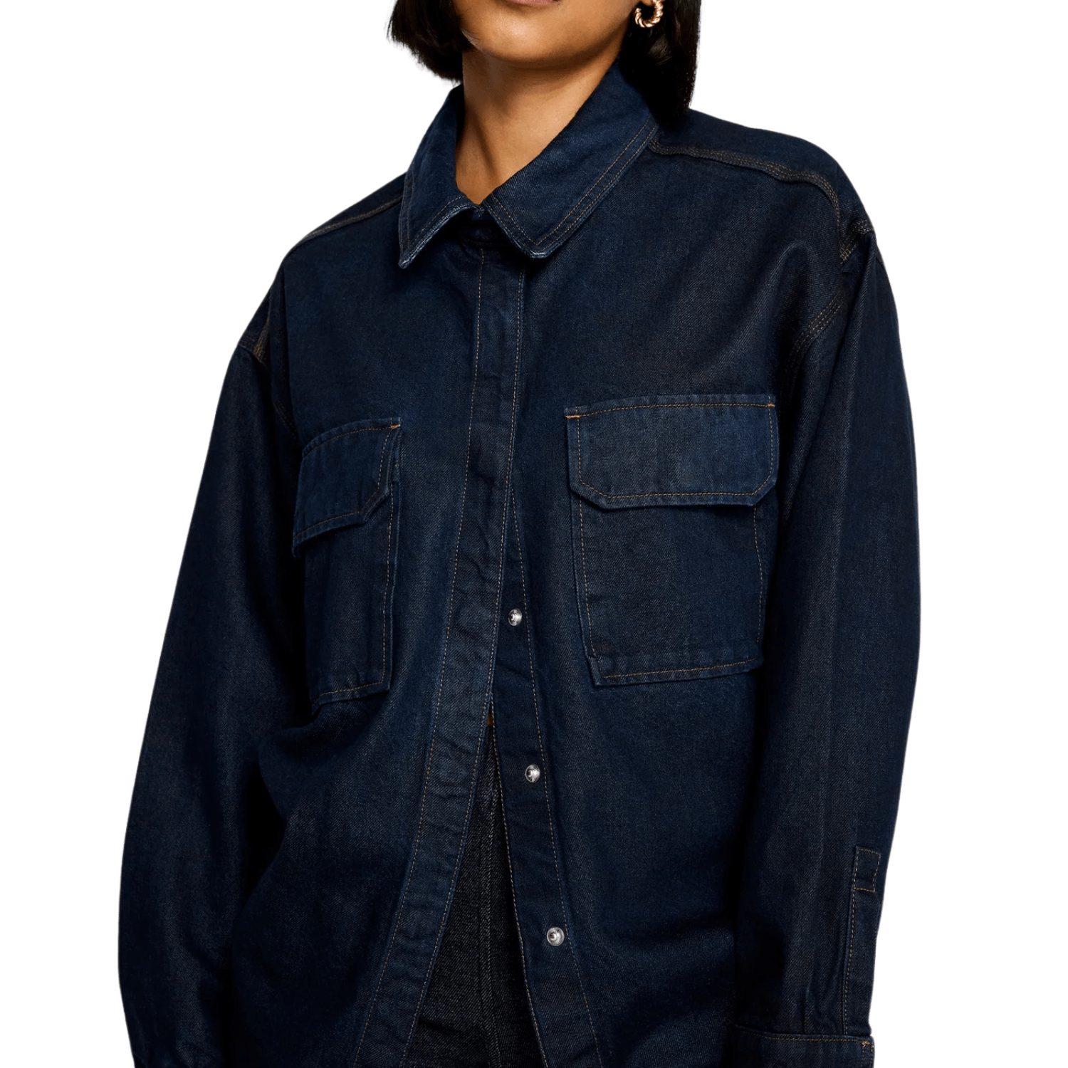 Good American Rinsed Denim Oversized Shirt Indigo716