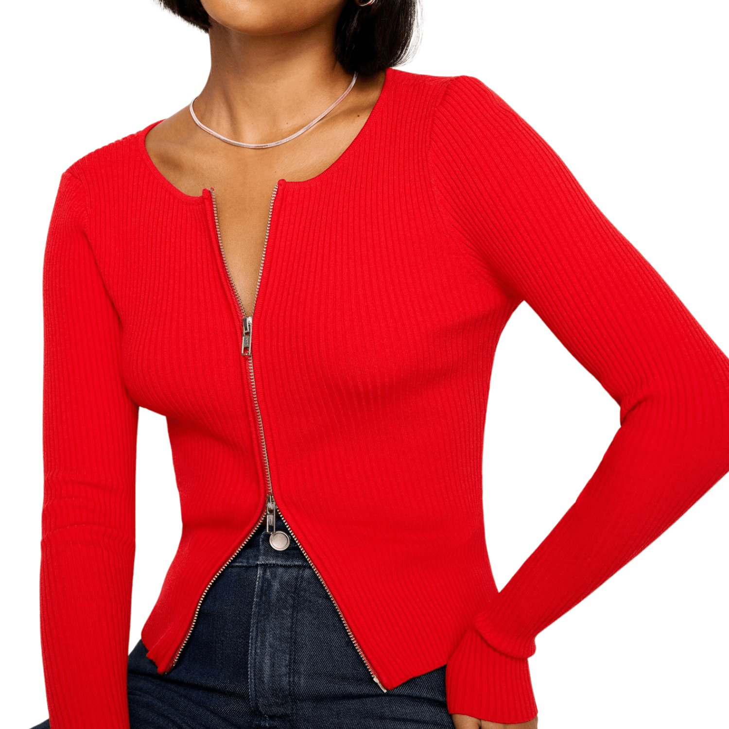 Good American Stretch Rib Knit Sweater Grenadine003