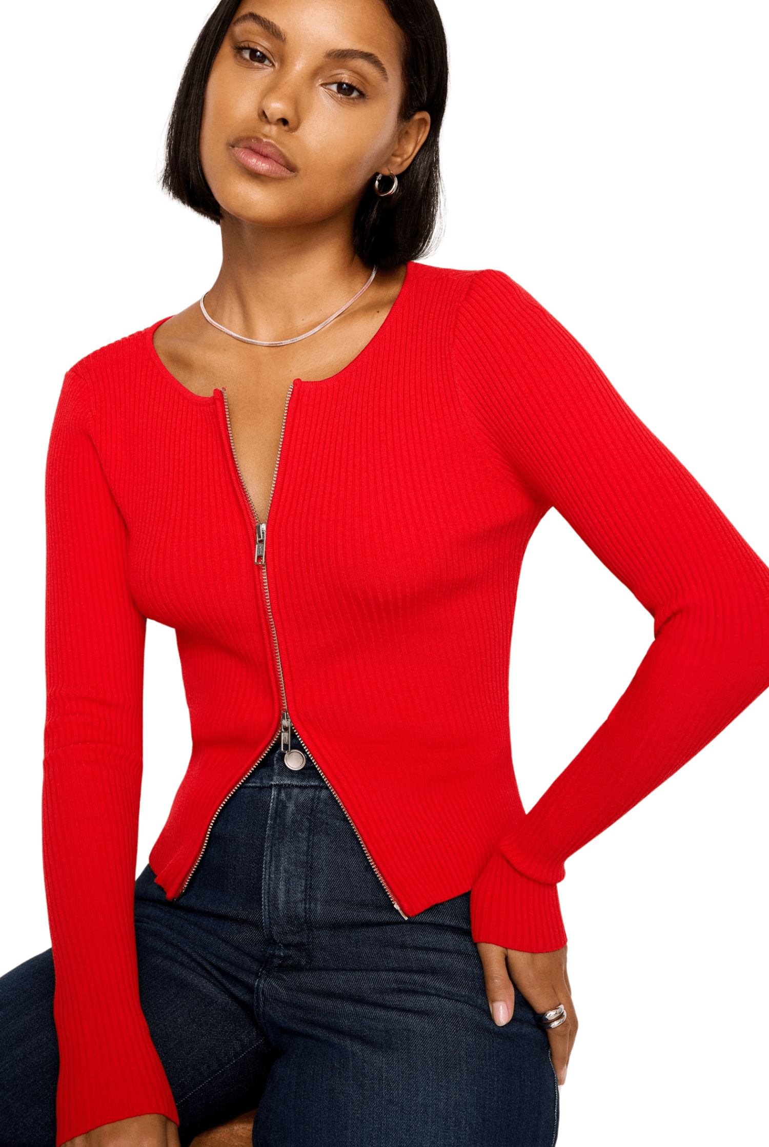 Good American Stretch Rib Knit Sweater Grenadine003