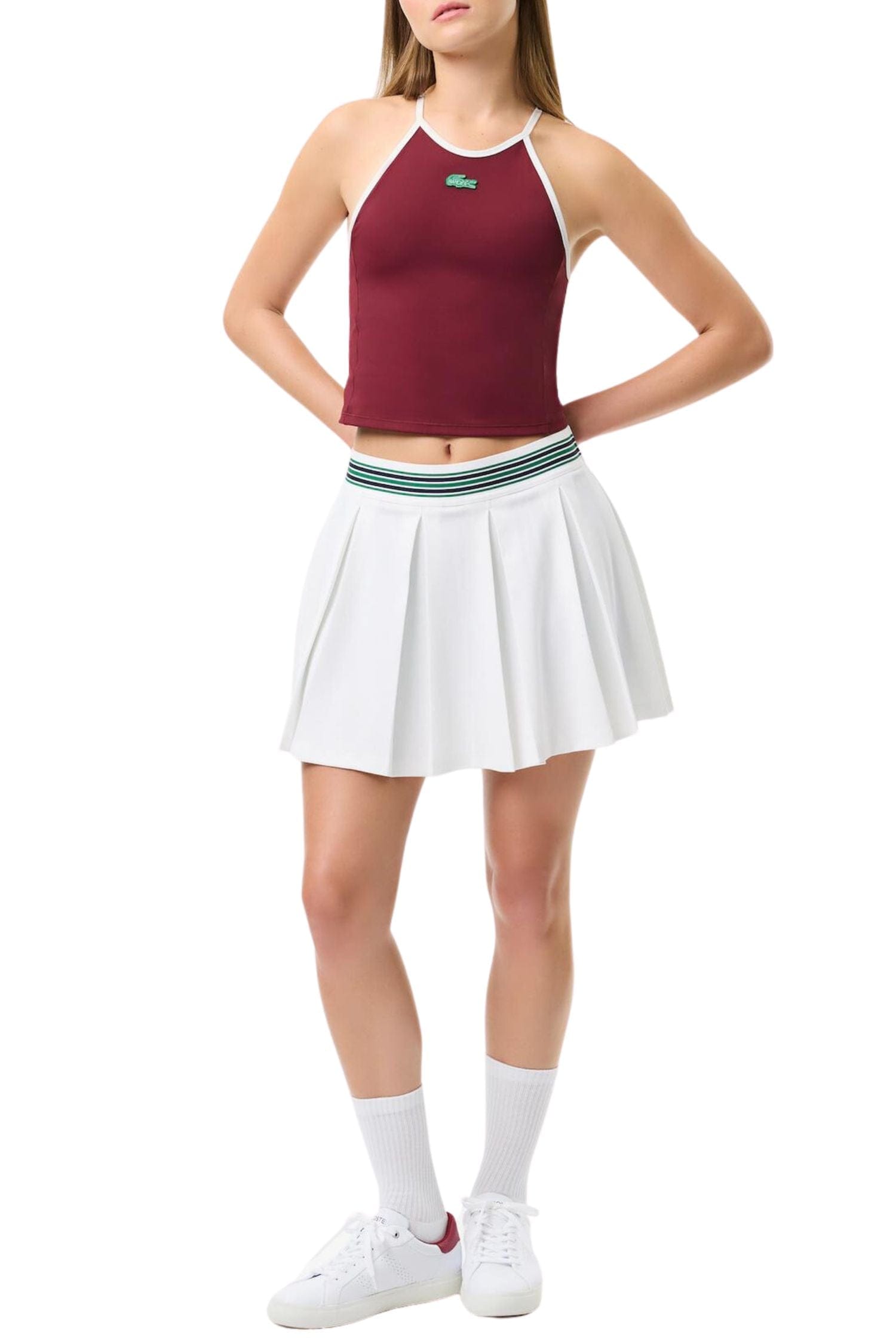 Lacoste Piqué Tennis Skirt with Built-In Shorts White