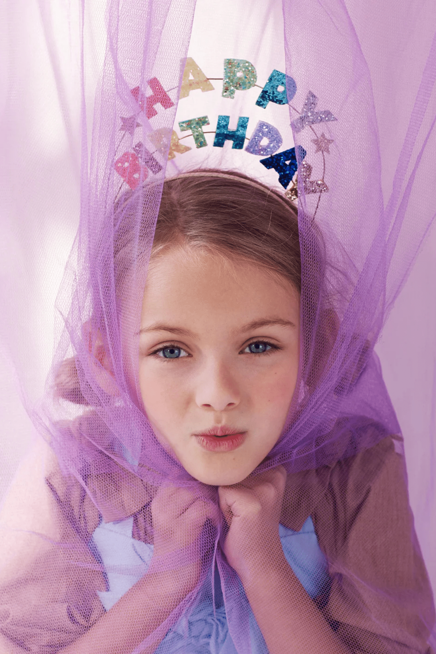 Meri Meri Happy Birthday Glitter Headband Gold, Blue, Coral,Mint, Yellow, Lilac, Turquoise, and Silver
