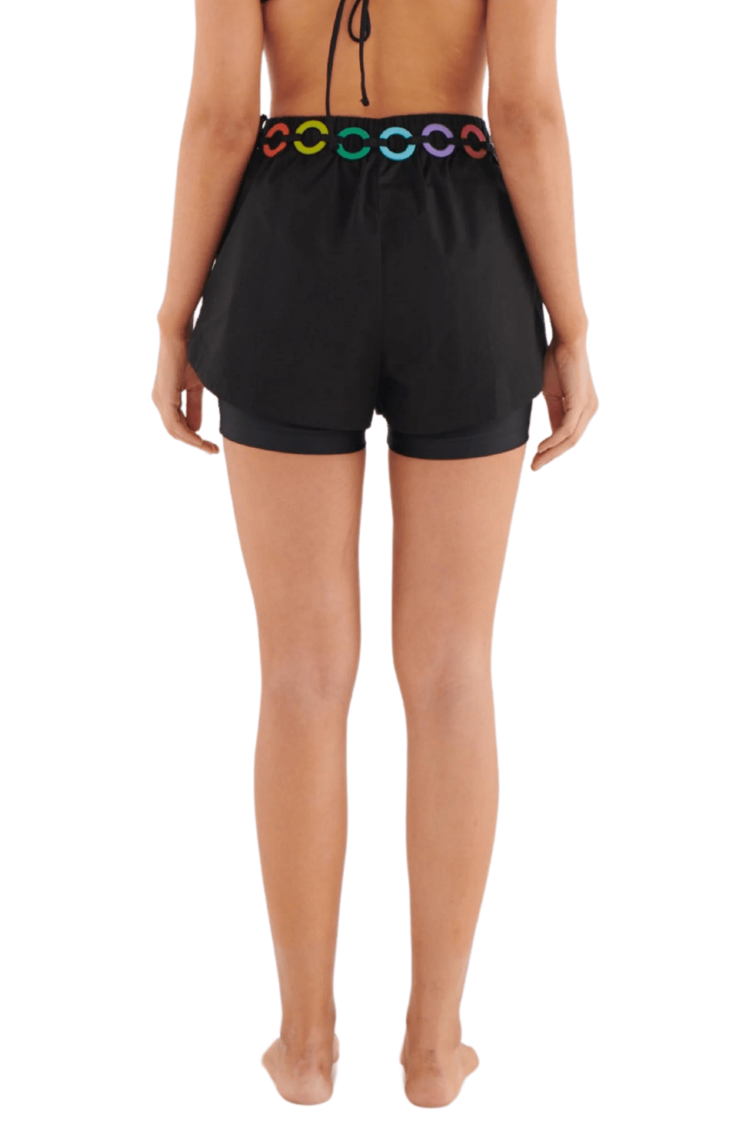 Saudade Swim Black Rainbow Shorts