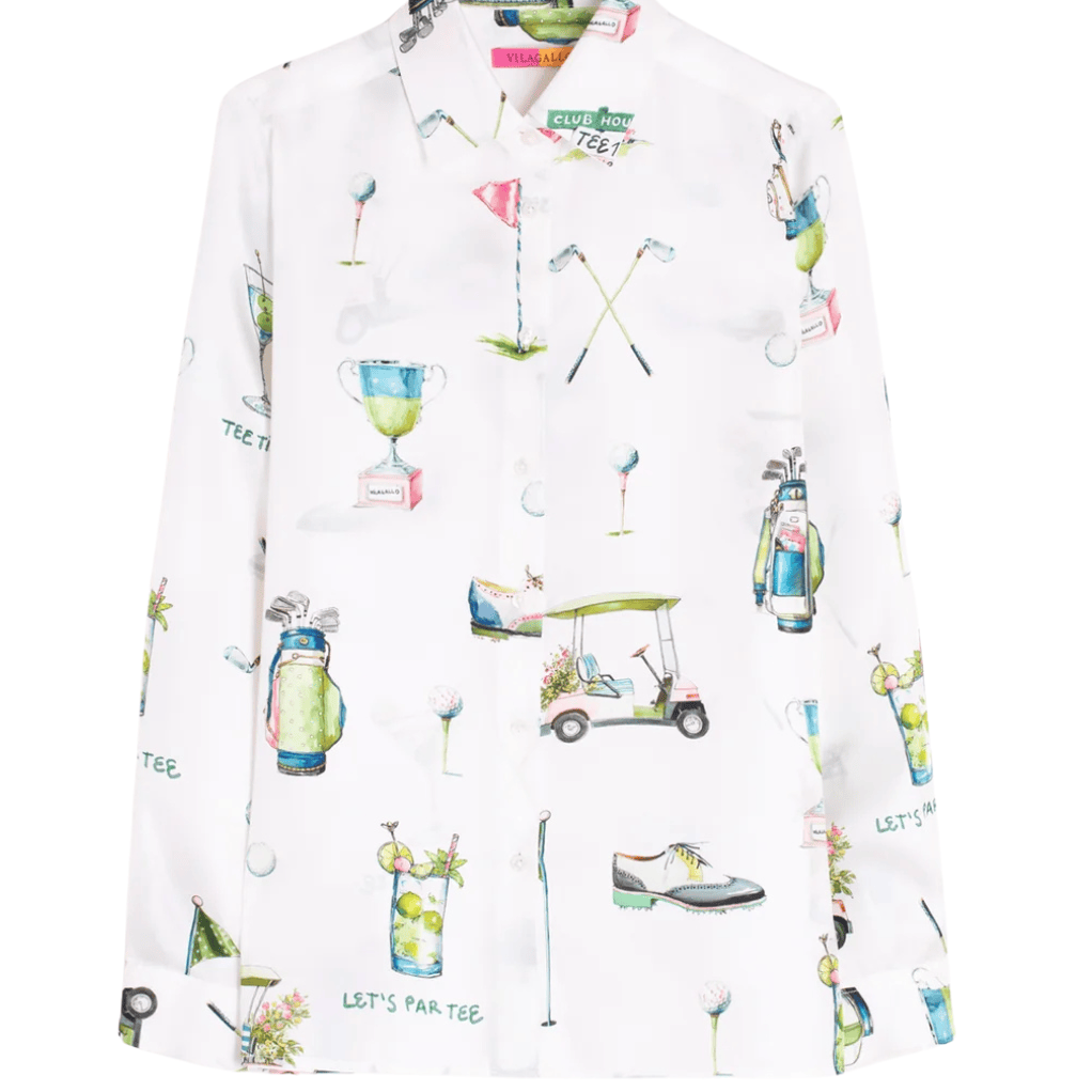 White Shirt With Golf Print