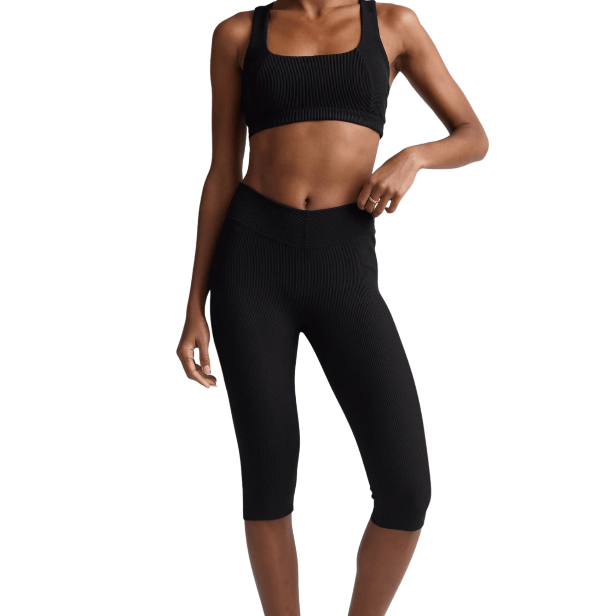 Impulse Ribbed V-Waist Pedal Pusher Legging
