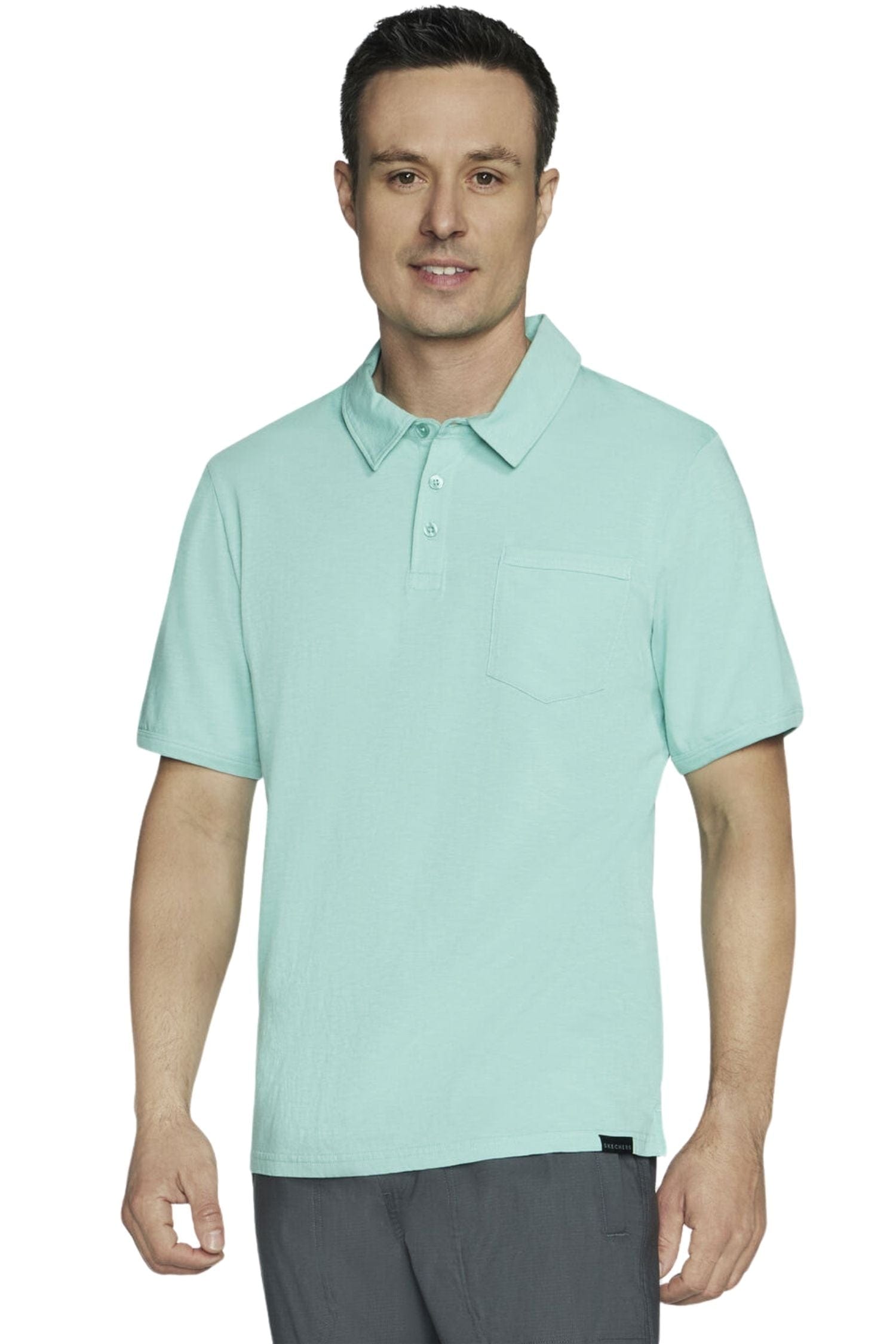 Skechers Men SKECH-BREEZE Slub Polo White Teal