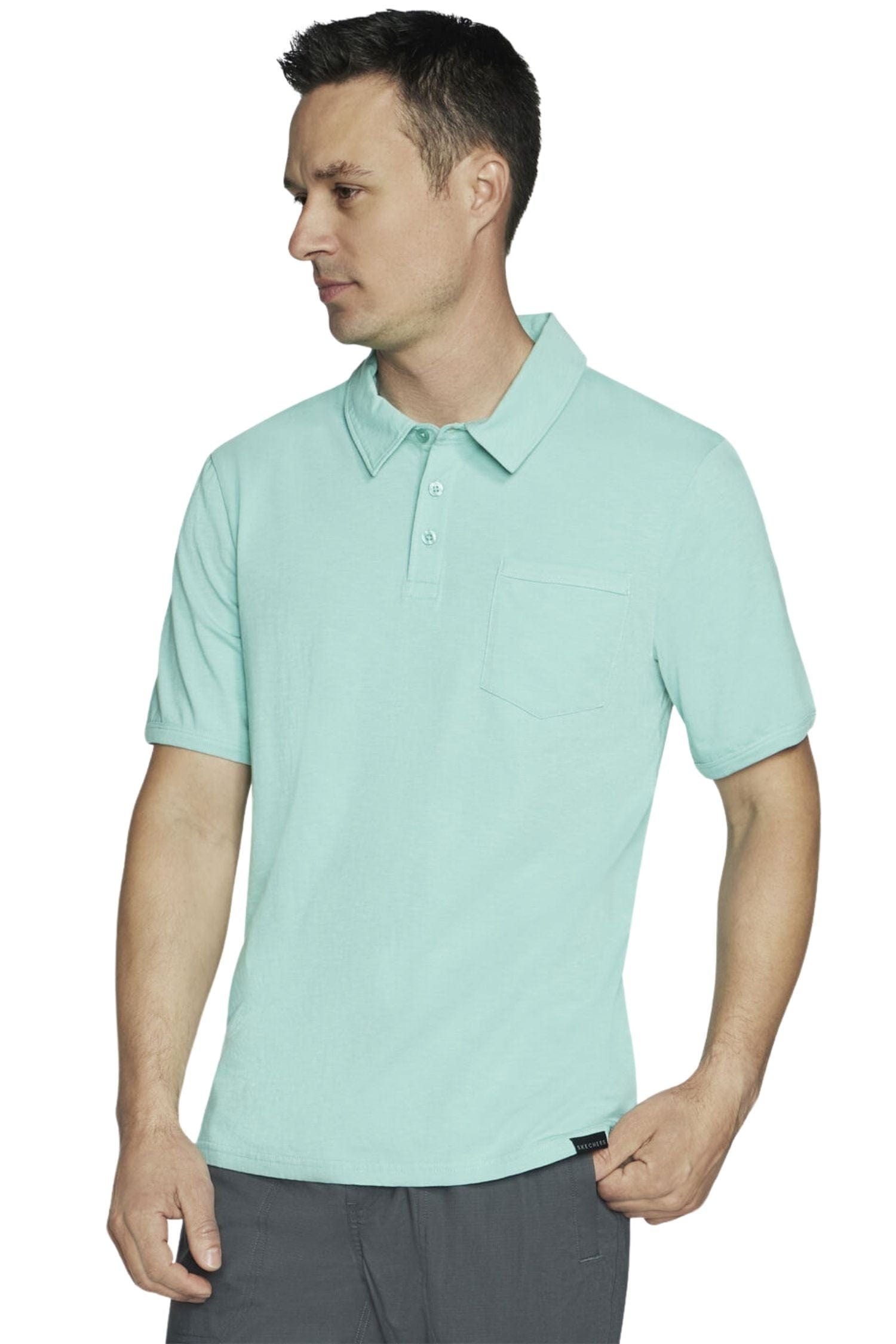 Skechers Men SKECH-BREEZE Slub Polo White Teal