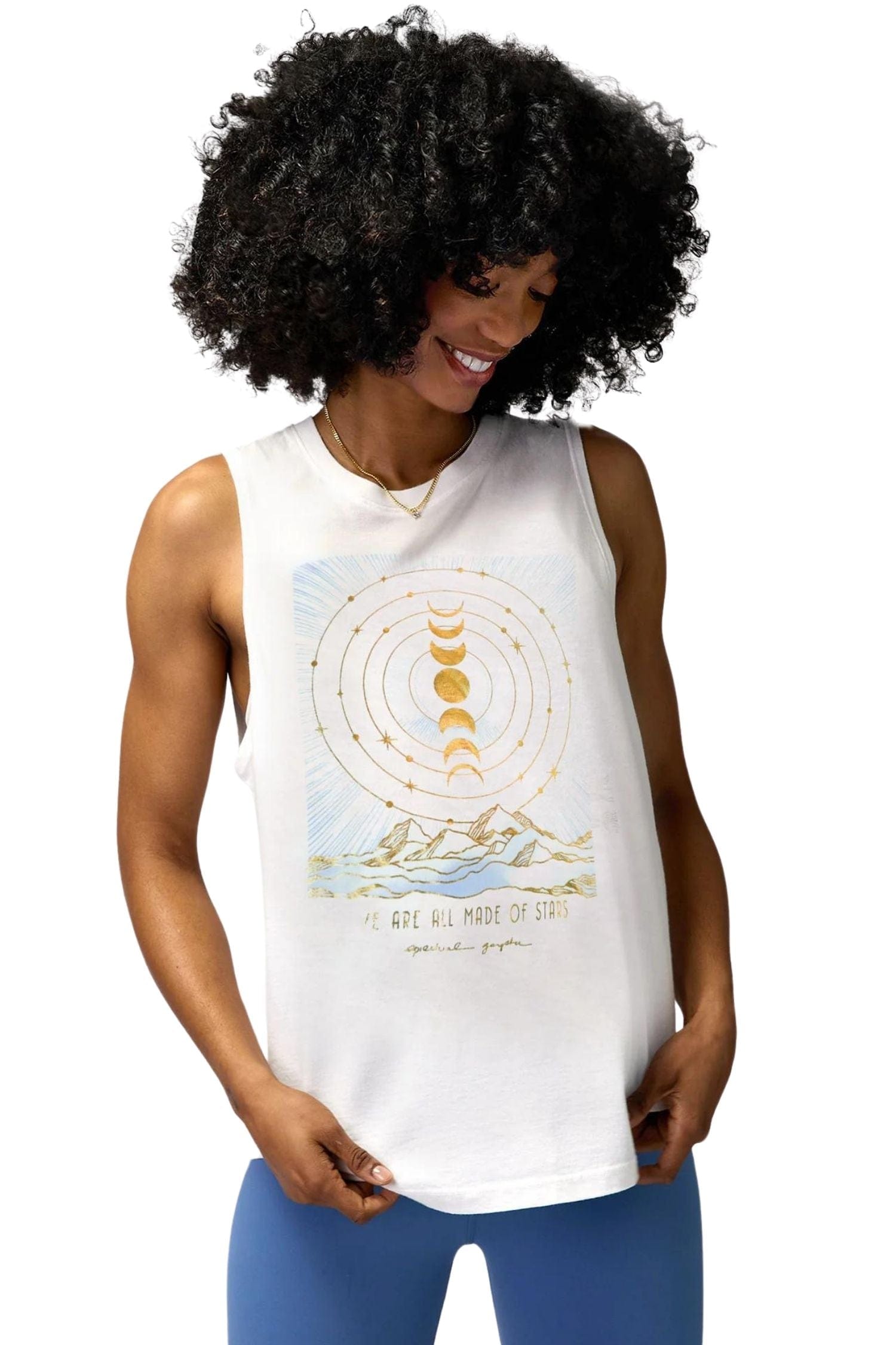 Spiritual Gangster Stars Jade Muscle Tank White