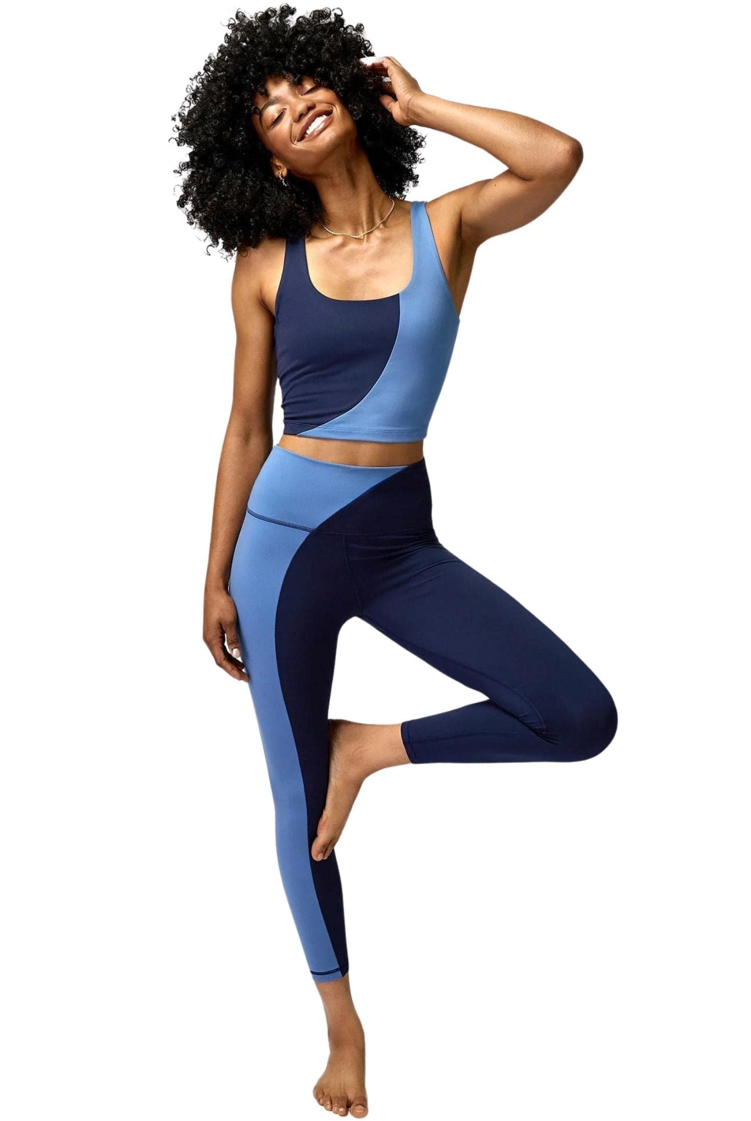 Spiritual Gangster Zoe Colorblock 7/8 Legging Midnight Navy / Pacific Blue