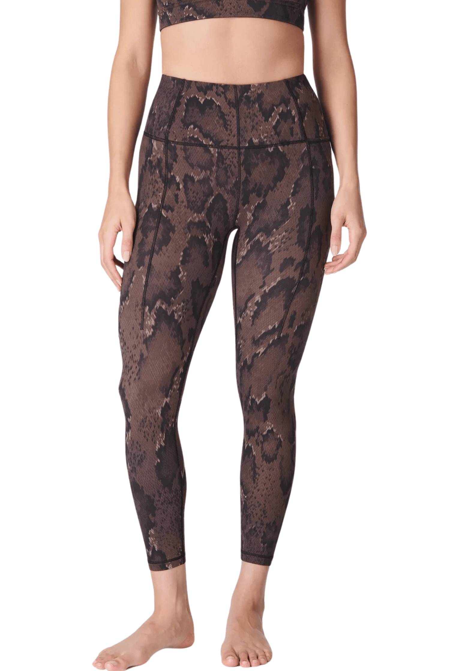 Sweaty Betty Super Soft 7/8 Yoga Leggings Brown Python Print