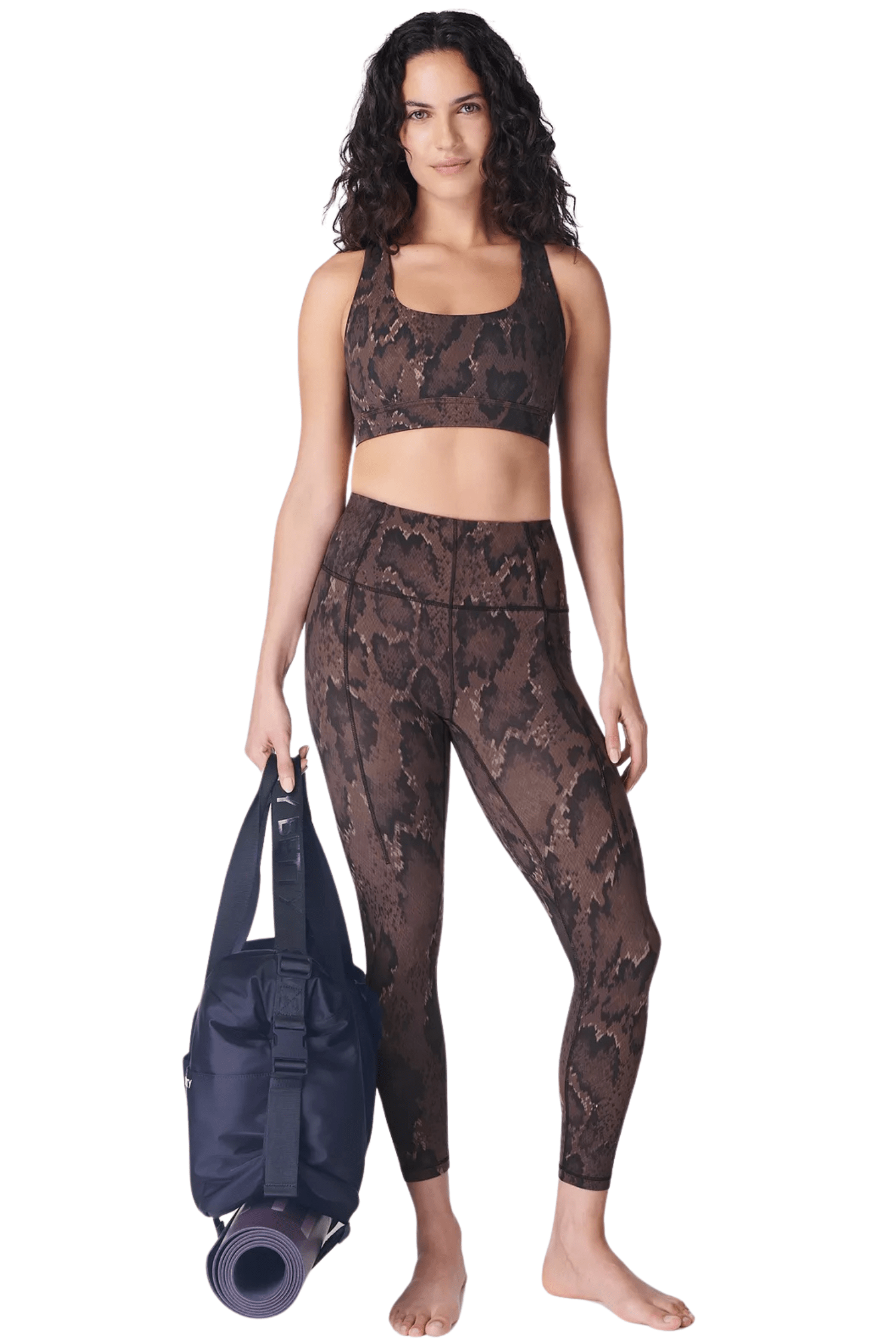 Sweaty Betty Super Soft 7/8 Yoga Leggings Brown Python Print