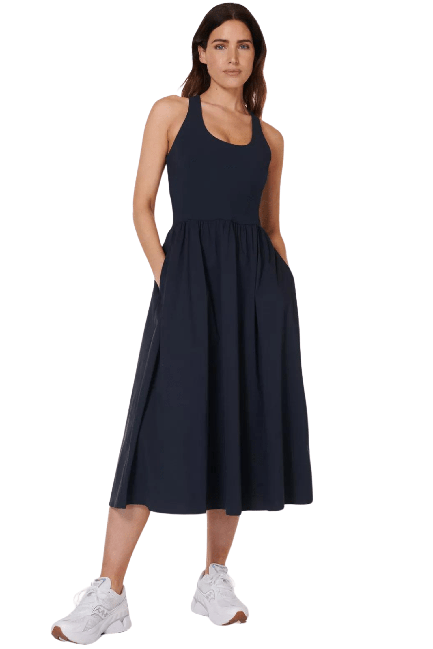 Sweaty Betty Explorer Ribbed Racer Dress Navy Blue