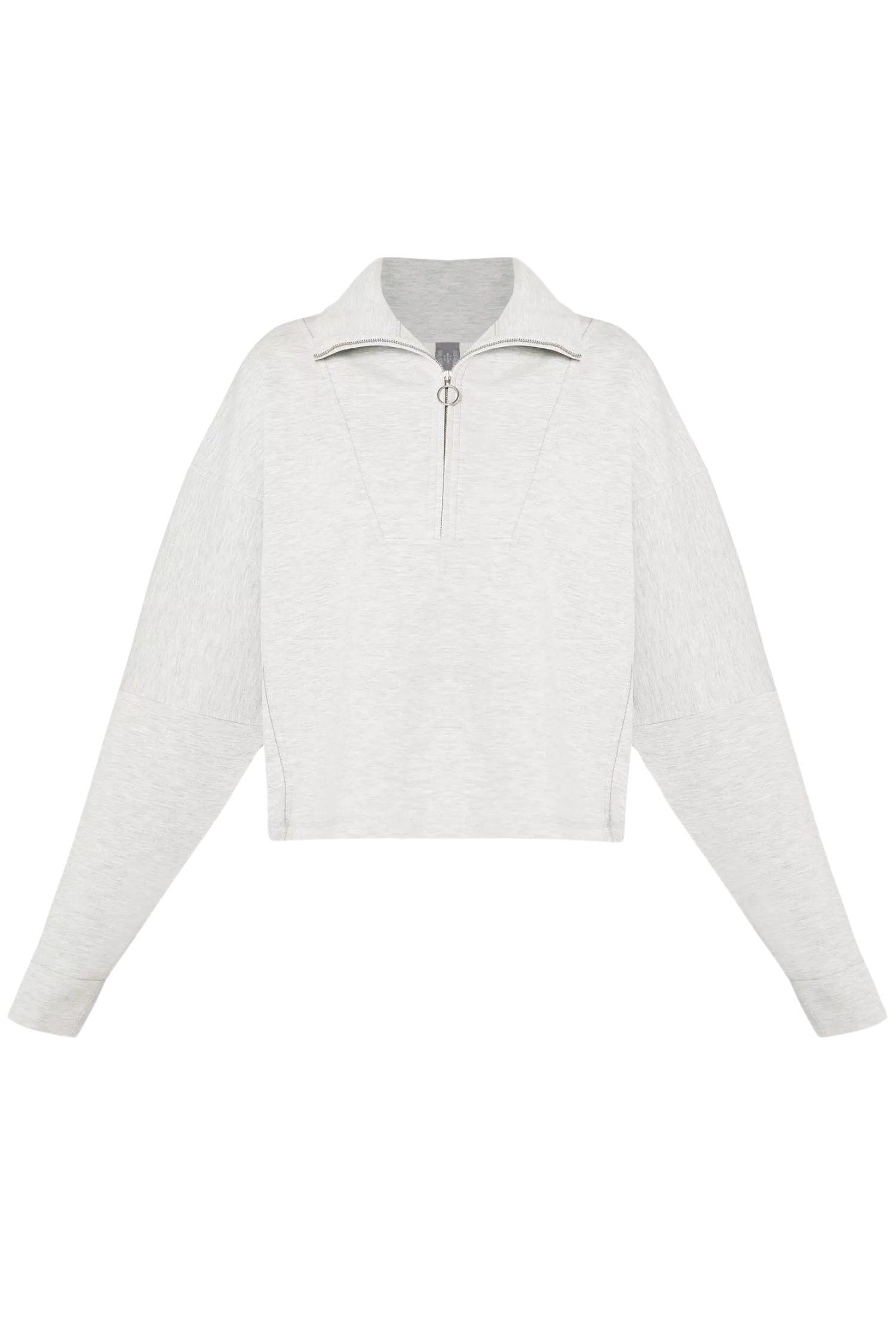 Sweaty Betty Sand Wash Funnel Neck Half Zip Ice Grey Marl