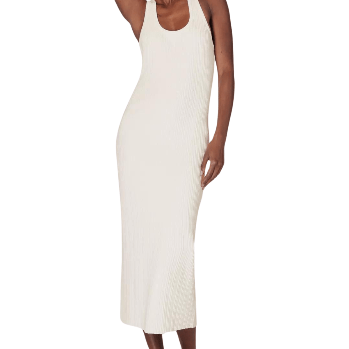 white tank midi bodycon dress MC2 Saint Barth | White ribbed jersey Jennifer Midi Tank dress | Women