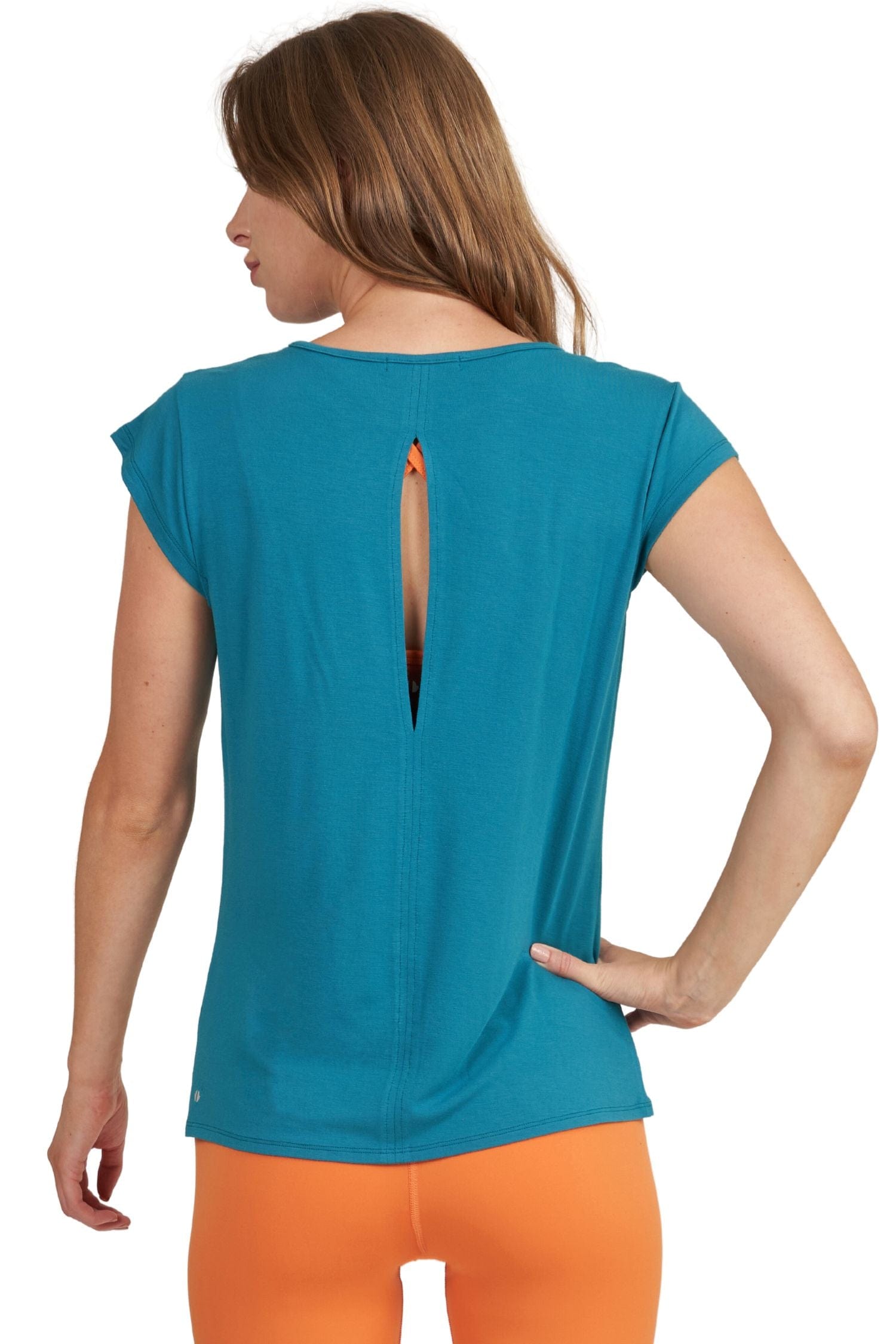 Thrive Société Keyhole Back Tee Harbor Blue