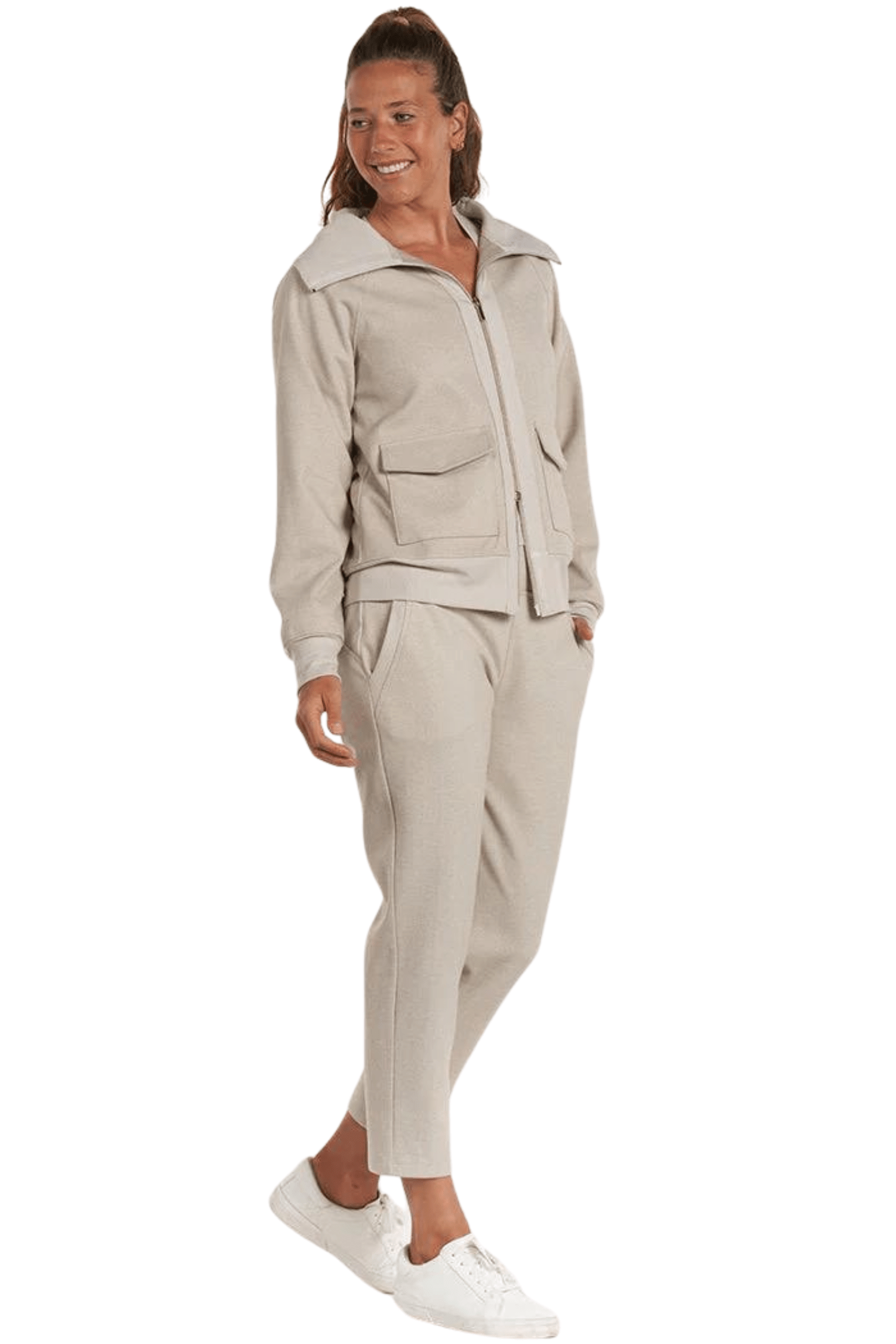 Thrive Société Quinn Double Zip Jacket Stone