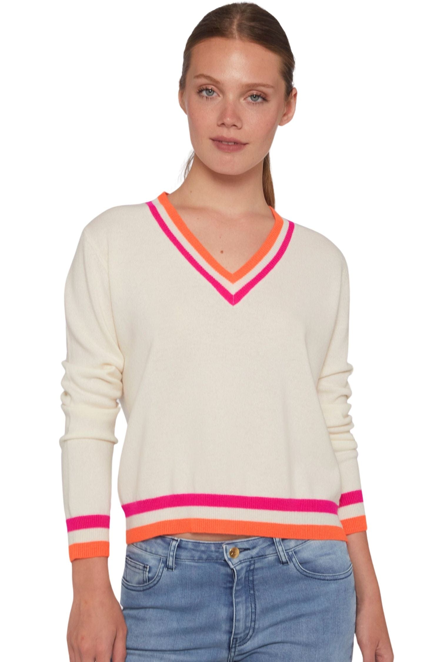 Vilagallo Knitwear Intarsia Pullover Ecru Intarsia