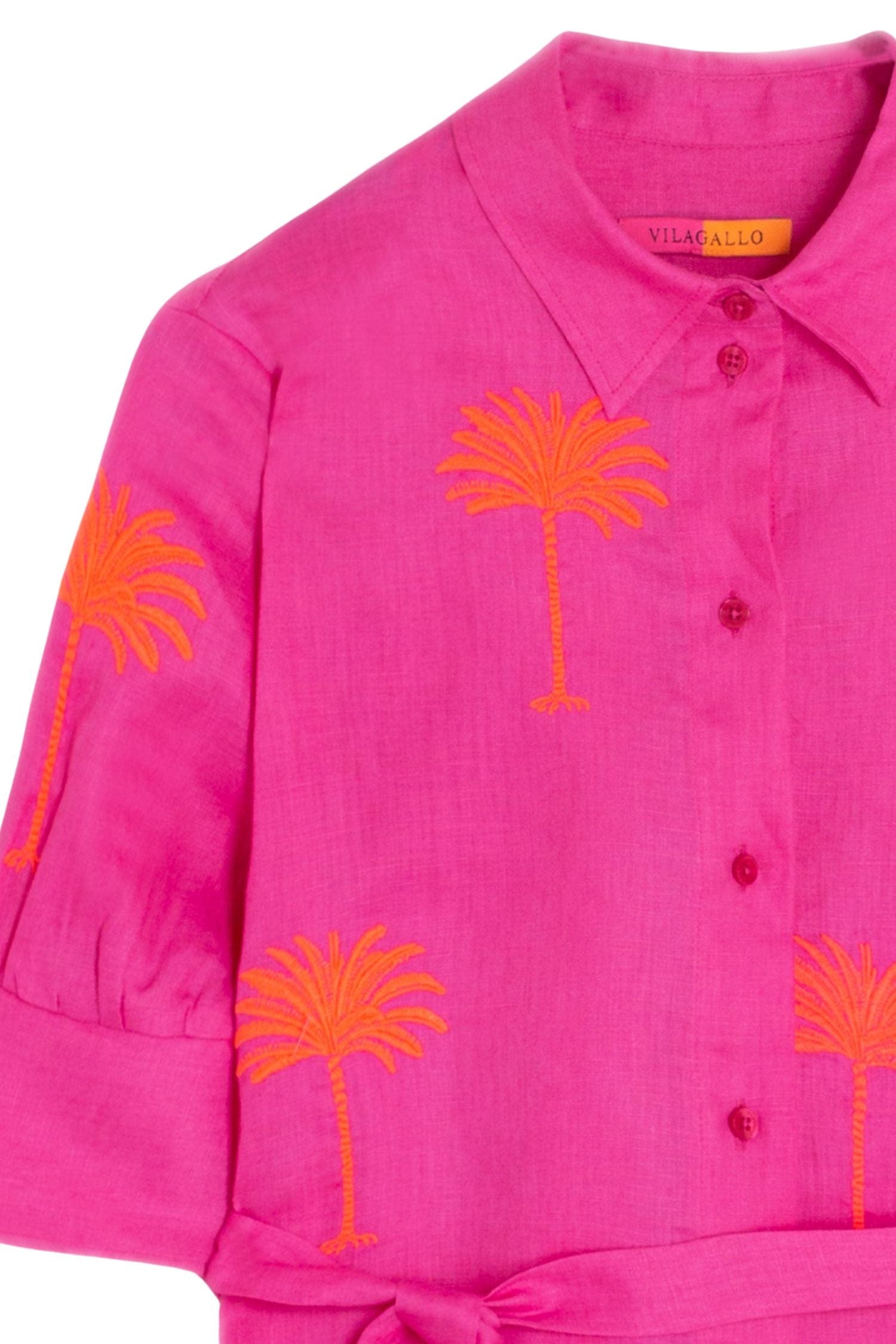 Vilagallo Dress Hester Emb Pink Linen