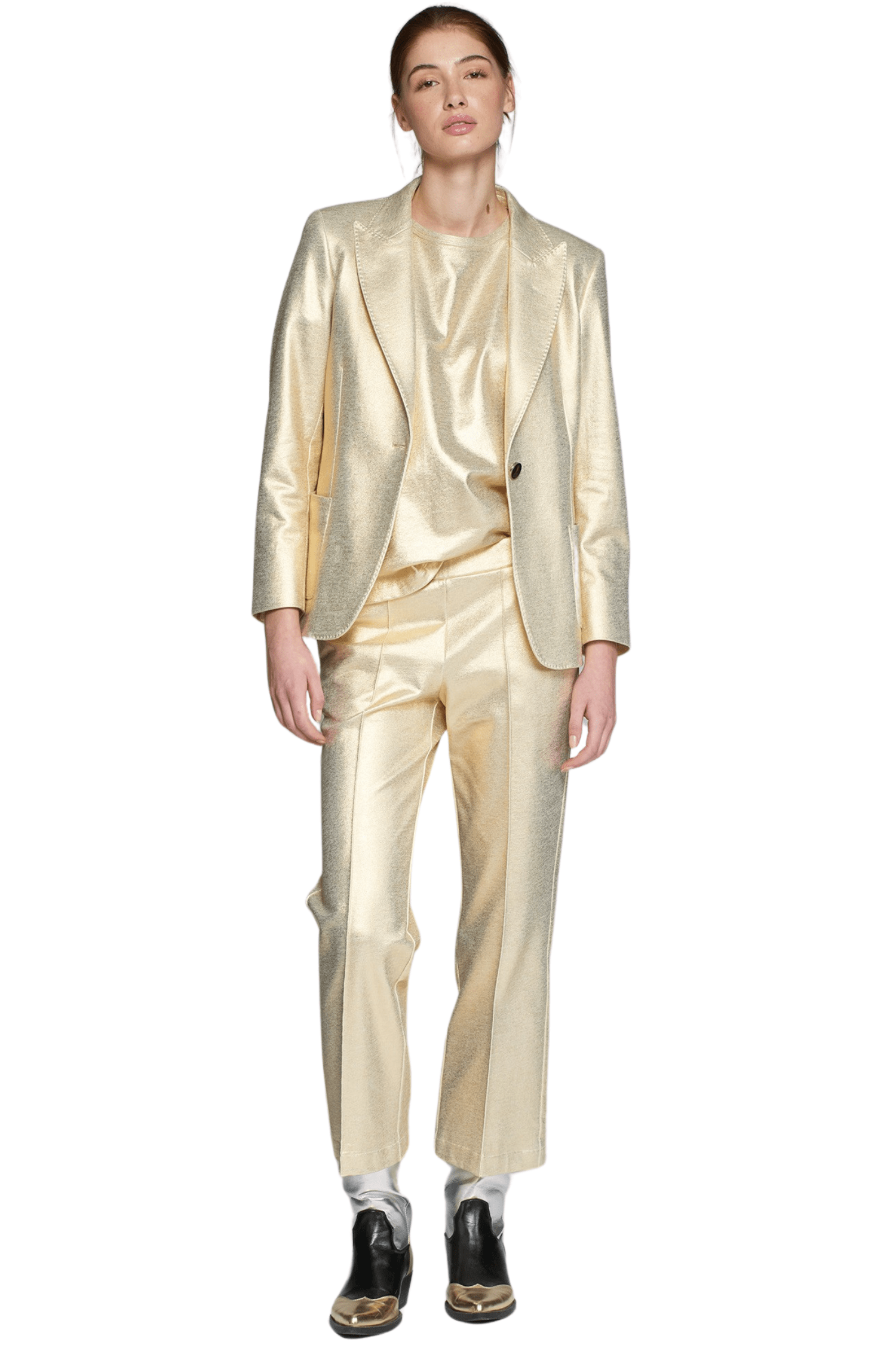 Vilagallo Hillary Jacket Metallic Gold Stretch