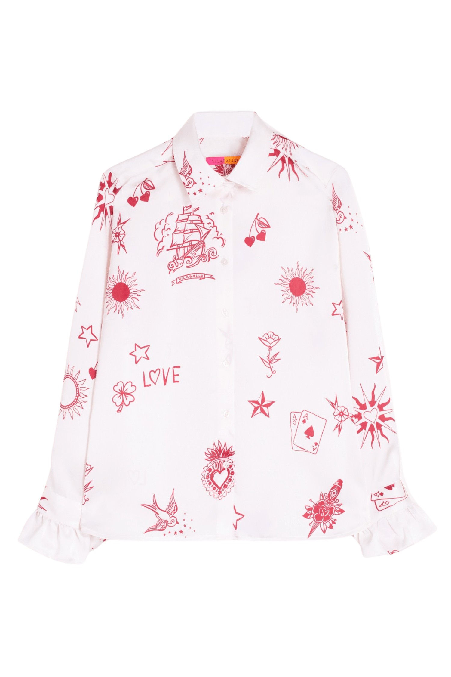 Vilagallo Alba Red Tattoo Print Shirt White